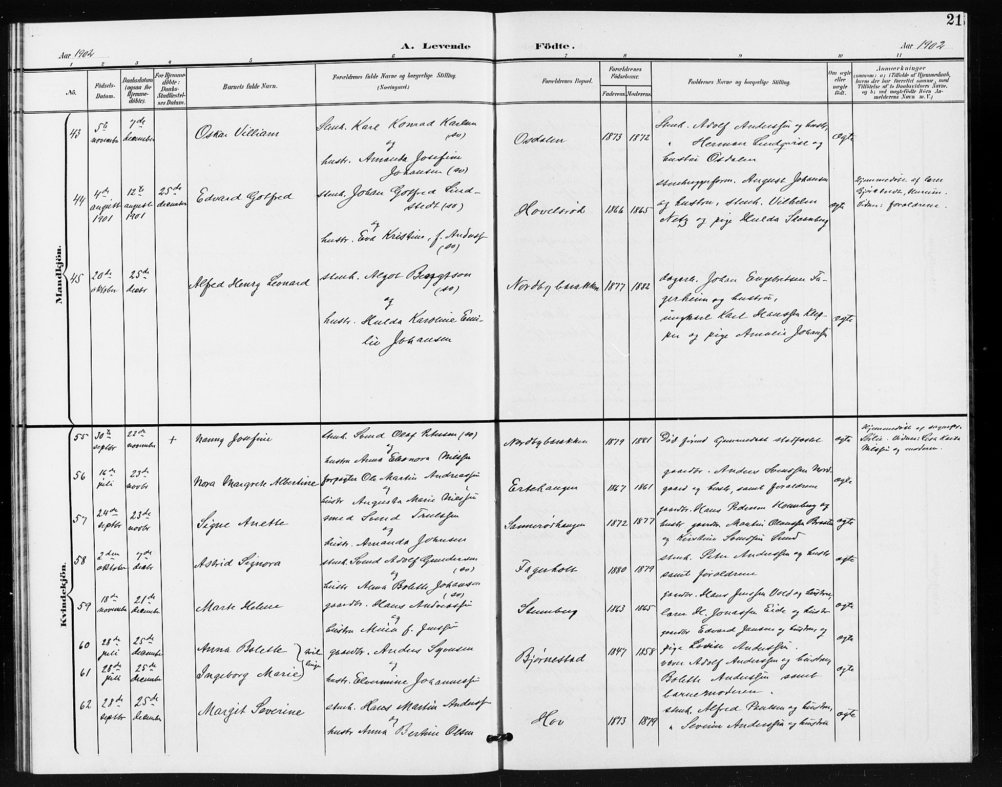 Idd prestekontor Kirkebøker, AV/SAO-A-10911/G/Gb/L0001: Parish register (copy) no. II 1, 1901-1907, p. 21