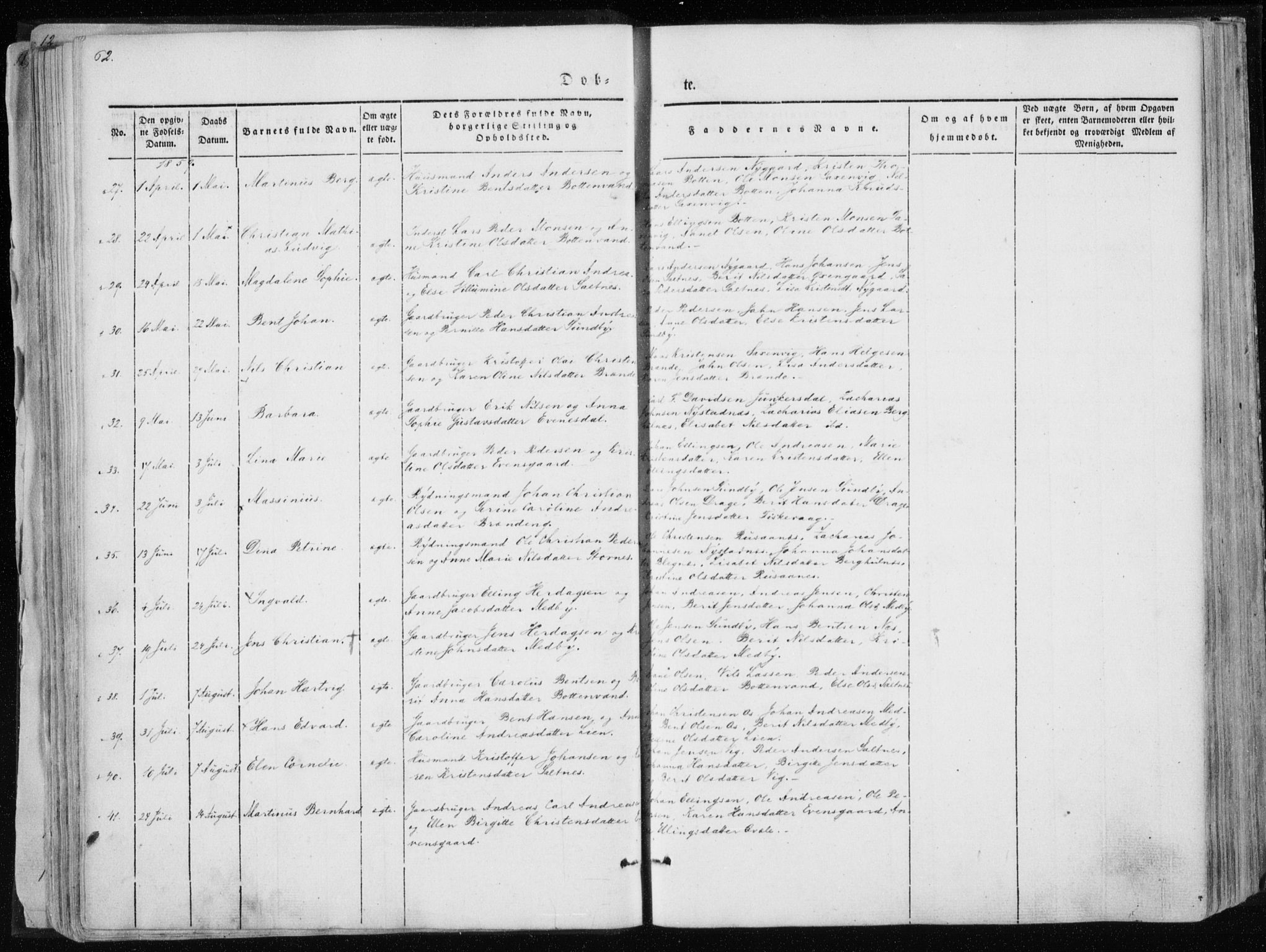 Ministerialprotokoller, klokkerbøker og fødselsregistre - Nordland, AV/SAT-A-1459/847/L0666: Parish register (official) no. 847A06, 1842-1871, p. 62