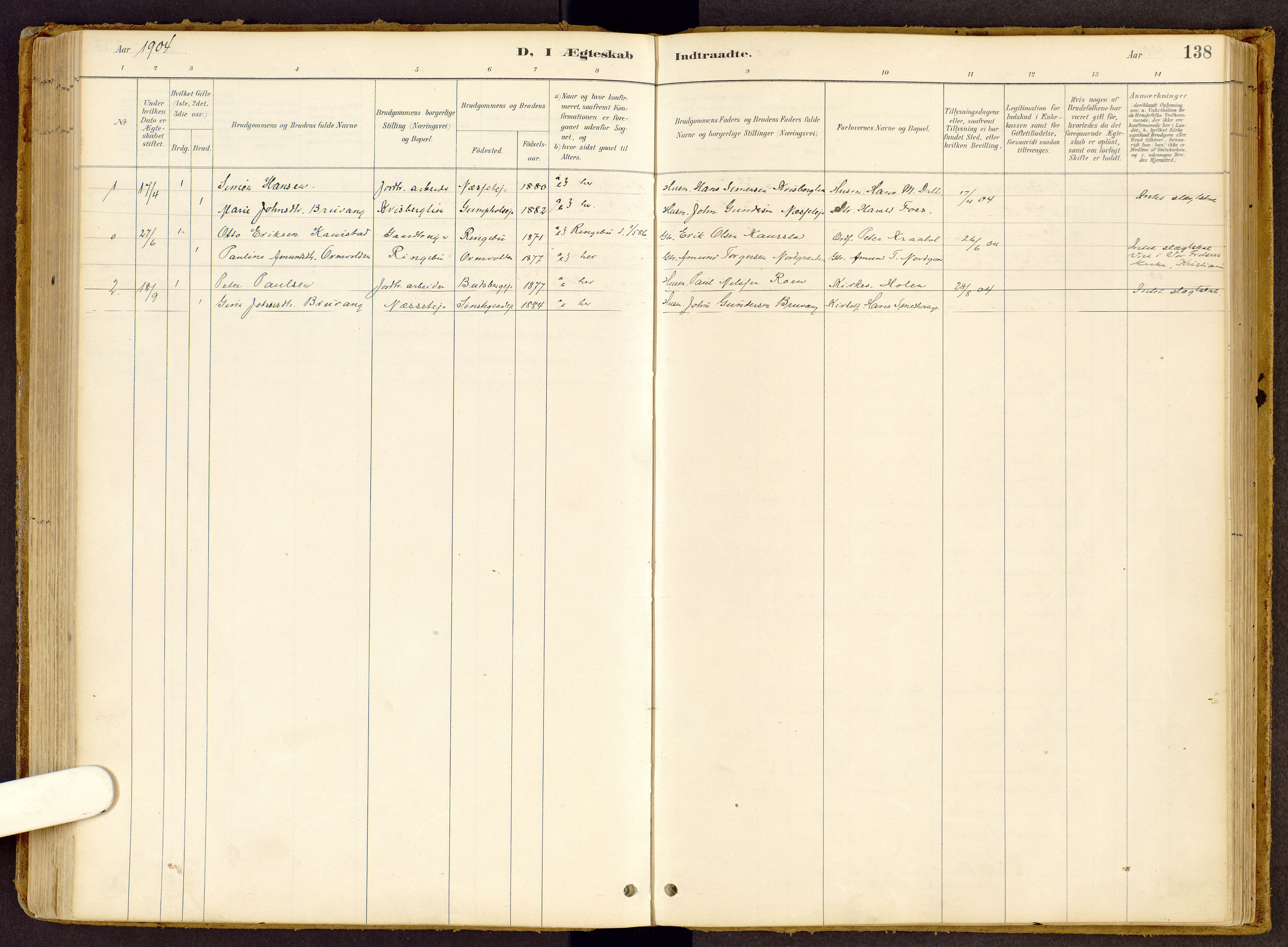 Vestre Gausdal prestekontor, SAH/PREST-094/H/Ha/Haa/L0002: Parish register (official) no. 2, 1887-1918, p. 138