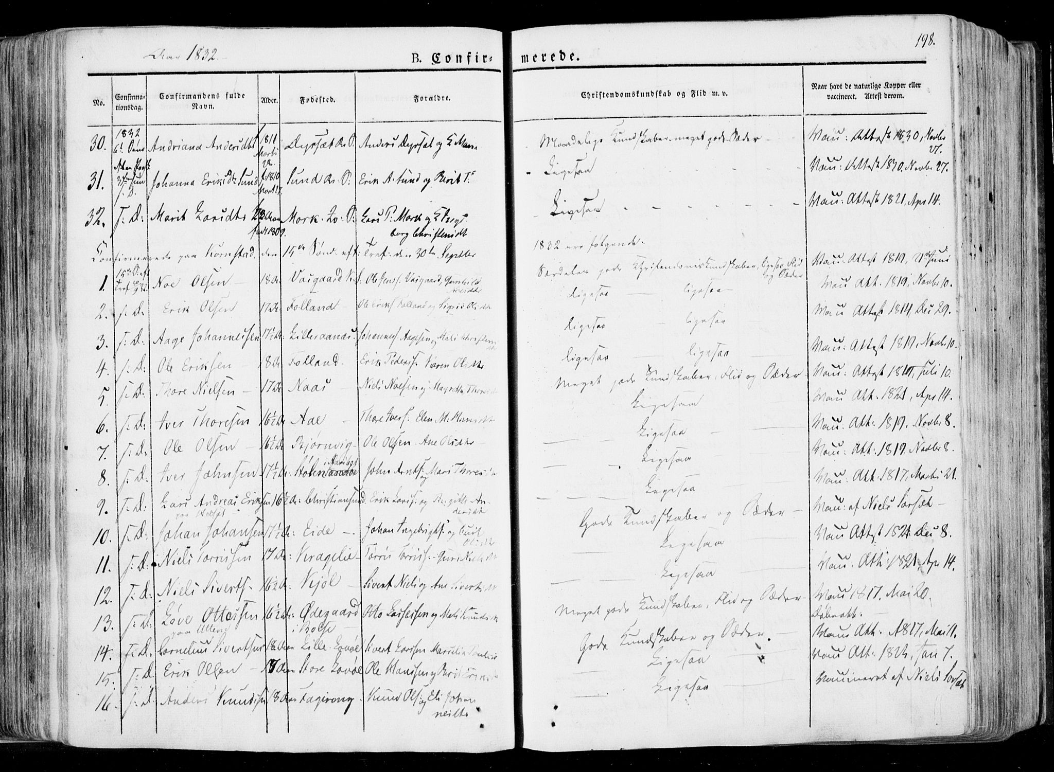 Ministerialprotokoller, klokkerbøker og fødselsregistre - Møre og Romsdal, AV/SAT-A-1454/568/L0803: Parish register (official) no. 568A10, 1830-1853, p. 198