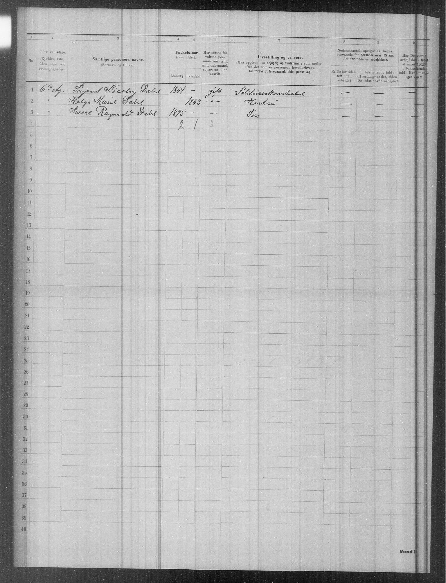 OBA, Municipal Census 1902 for Kristiania, 1902, p. 20032