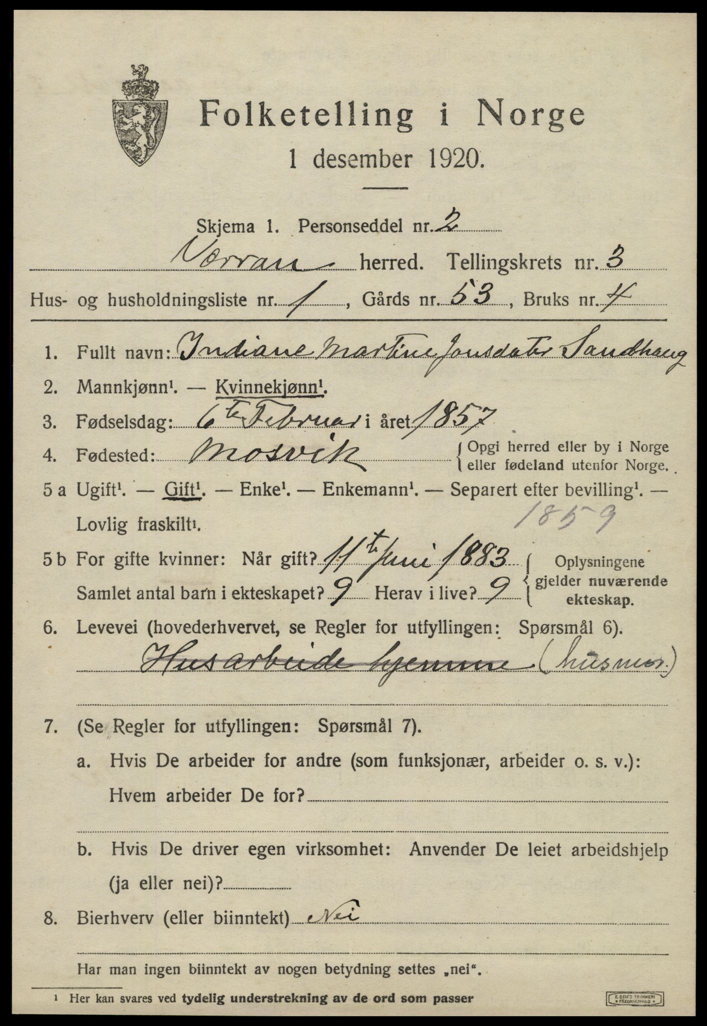 SAT, 1920 census for Verran, 1920, p. 1326