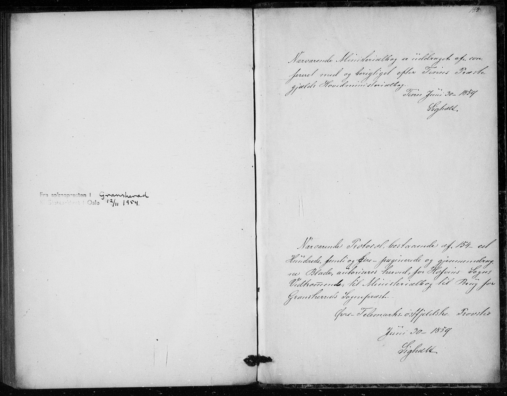 Gransherad kirkebøker, SAKO/A-267/F/Fb/L0003: Parish register (official) no. II 3, 1844-1859, p. 154