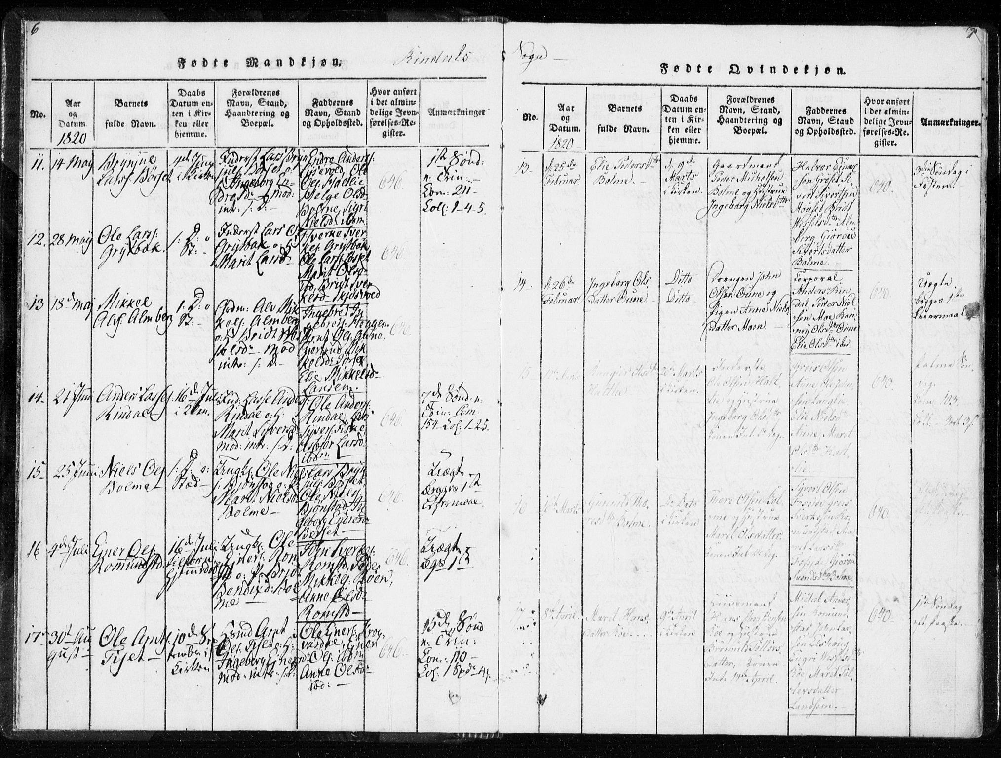 Ministerialprotokoller, klokkerbøker og fødselsregistre - Møre og Romsdal, AV/SAT-A-1454/595/L1041: Parish register (official) no. 595A03, 1819-1829, p. 6-7