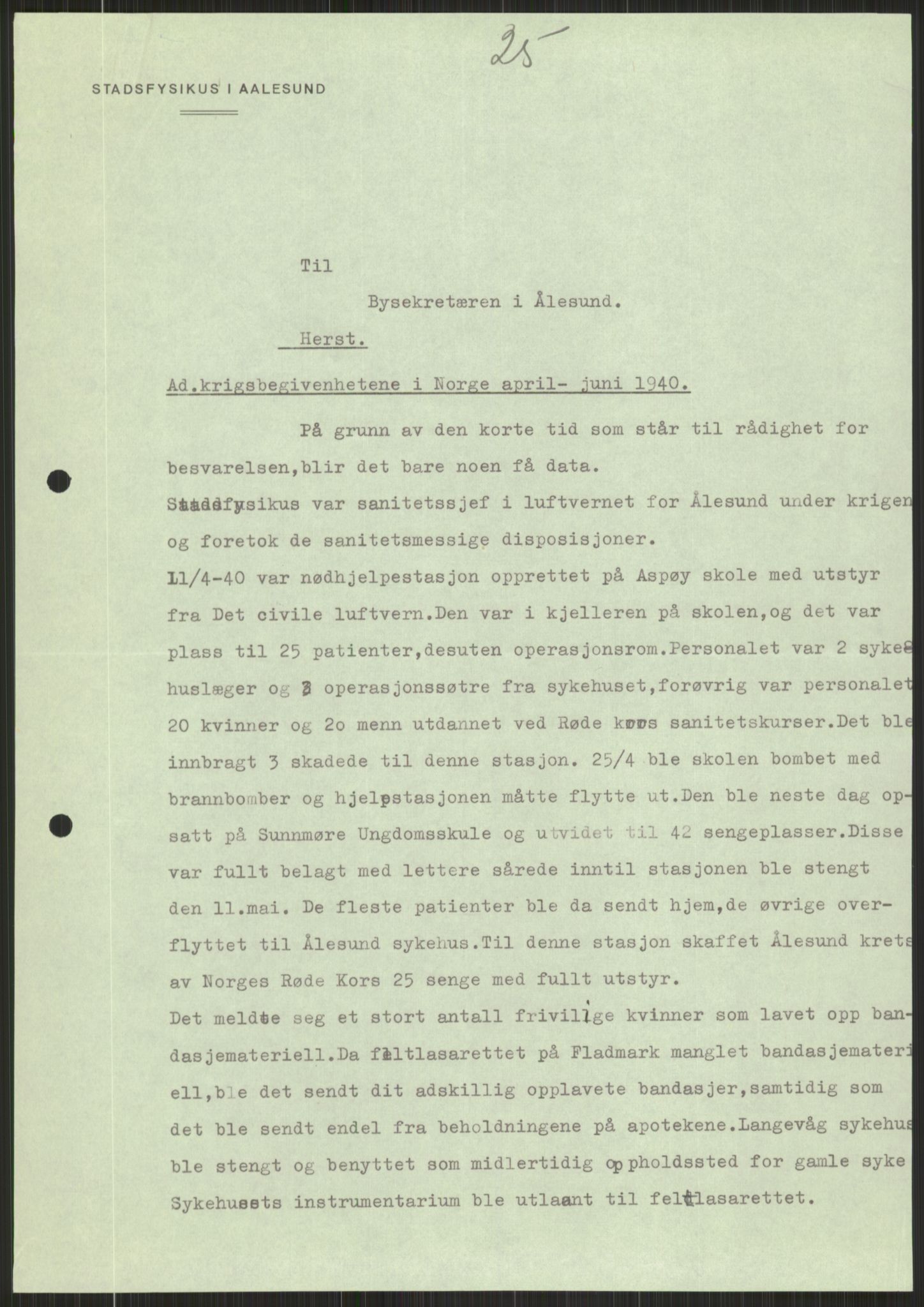 Forsvaret, Forsvarets krigshistoriske avdeling, AV/RA-RAFA-2017/Y/Ya/L0015: II-C-11-31 - Fylkesmenn.  Rapporter om krigsbegivenhetene 1940., 1940, p. 930