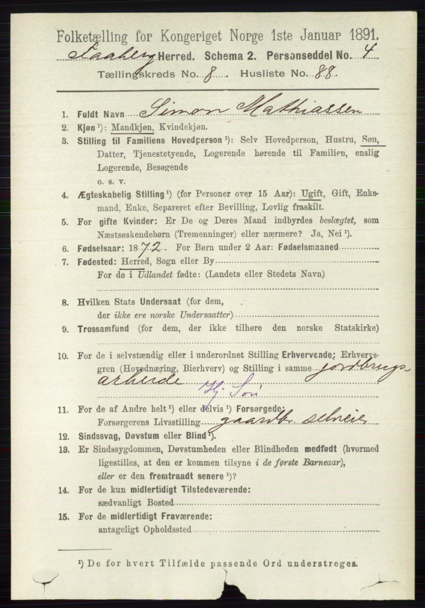 RA, 1891 census for 0524 Fåberg, 1891, p. 3832