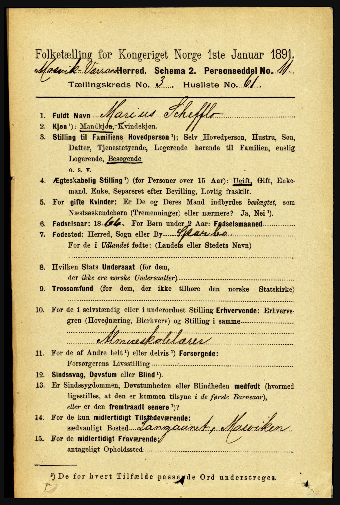 RA, 1891 census for 1723 Mosvik og Verran, 1891, p. 1314