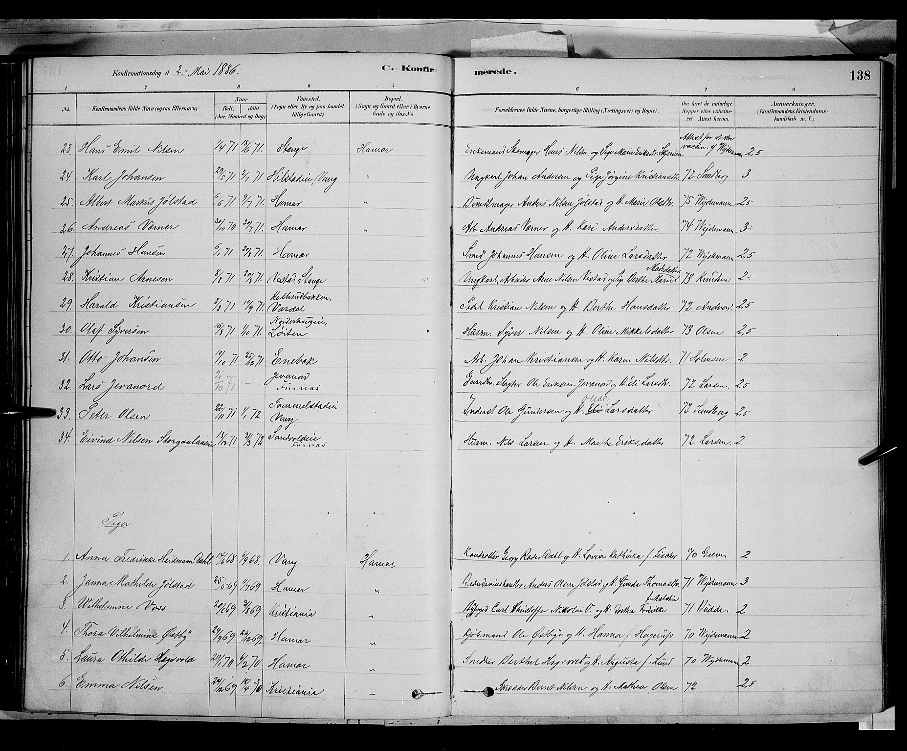 Vang prestekontor, Hedmark, AV/SAH-PREST-008/H/Ha/Haa/L0016: Parish register (official) no. 16, 1878-1889, p. 138