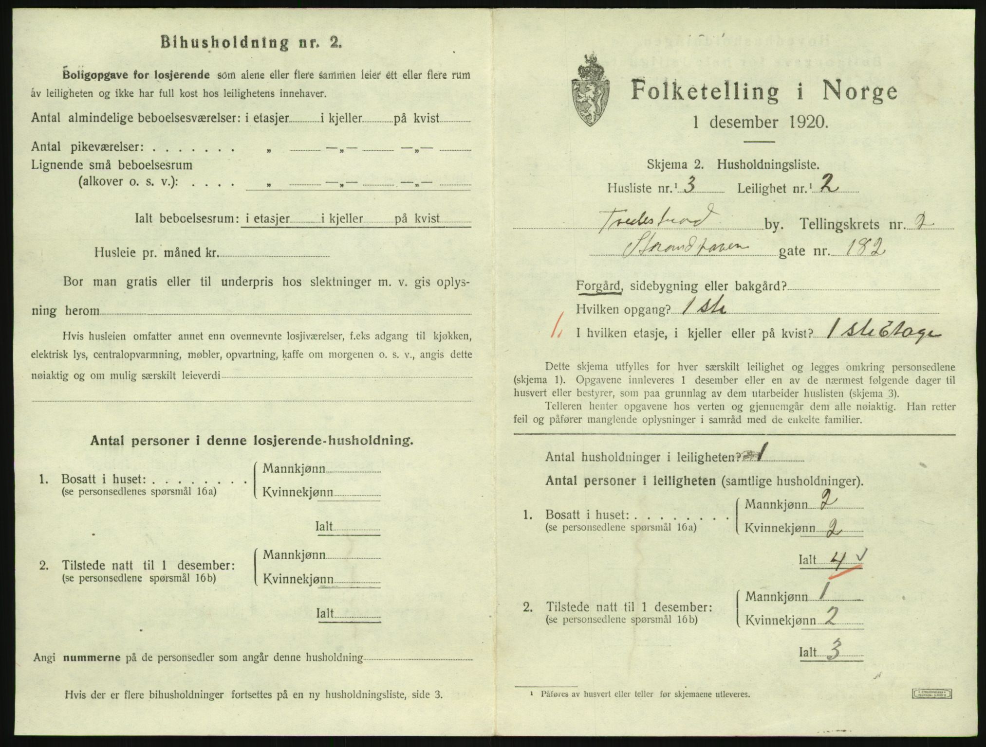 SAK, 1920 census for Tvedestrand, 1920, p. 923