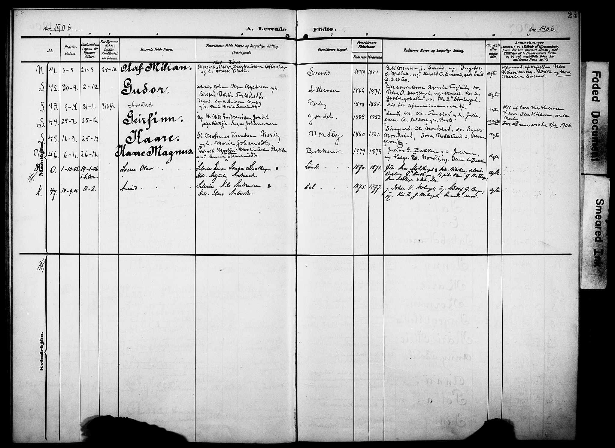 Elverum prestekontor, SAH/PREST-044/H/Ha/Haa/L0016: Parish register (official) no. 16, 1903-1912, p. 24