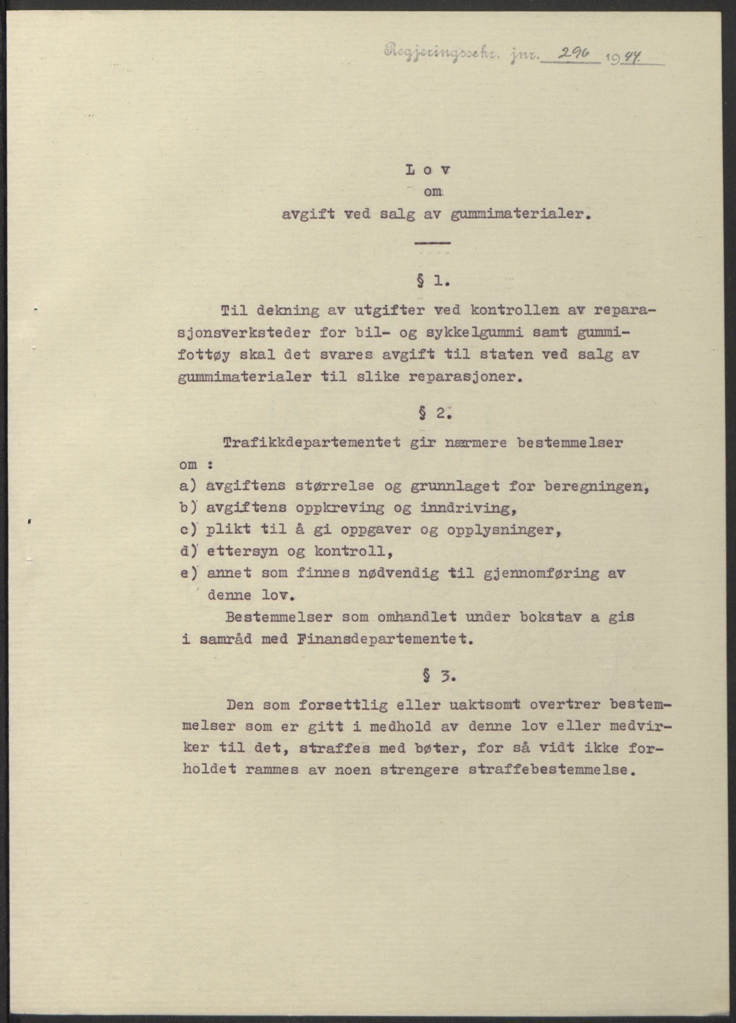 NS-administrasjonen 1940-1945 (Statsrådsekretariatet, de kommisariske statsråder mm), RA/S-4279/D/Db/L0100: Lover, 1944, p. 572