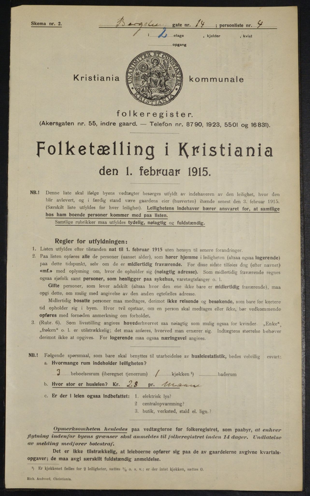 OBA, Municipal Census 1915 for Kristiania, 1915, p. 4370