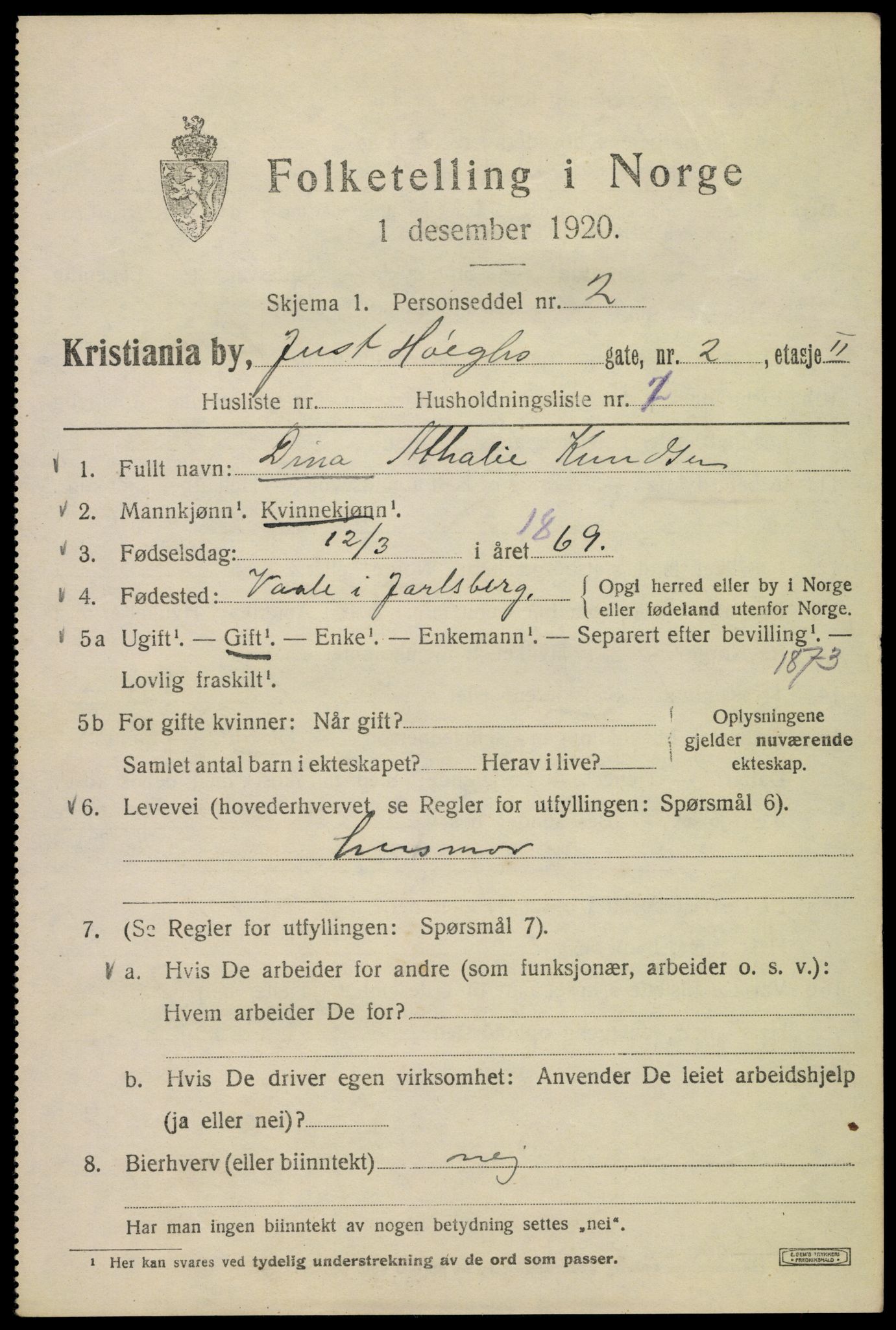 SAO, 1920 census for Kristiania, 1920, p. 325339