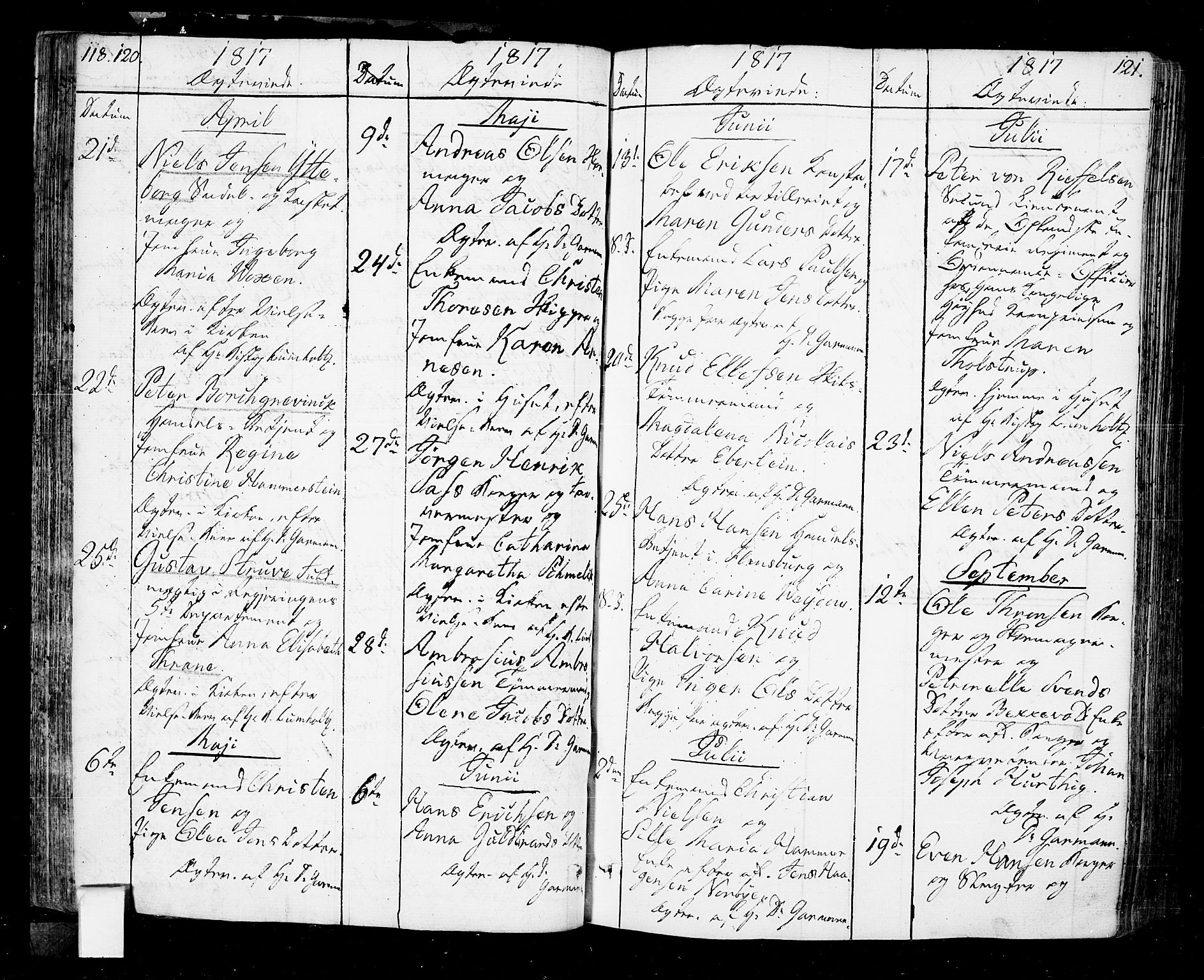 Oslo domkirke Kirkebøker, AV/SAO-A-10752/F/Fa/L0006: Parish register (official) no. 6, 1807-1817, p. 120-121