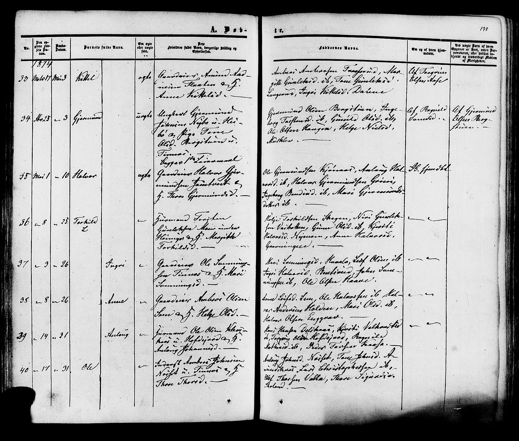 Heddal kirkebøker, AV/SAKO-A-268/F/Fa/L0007: Parish register (official) no. I 7, 1855-1877, p. 138