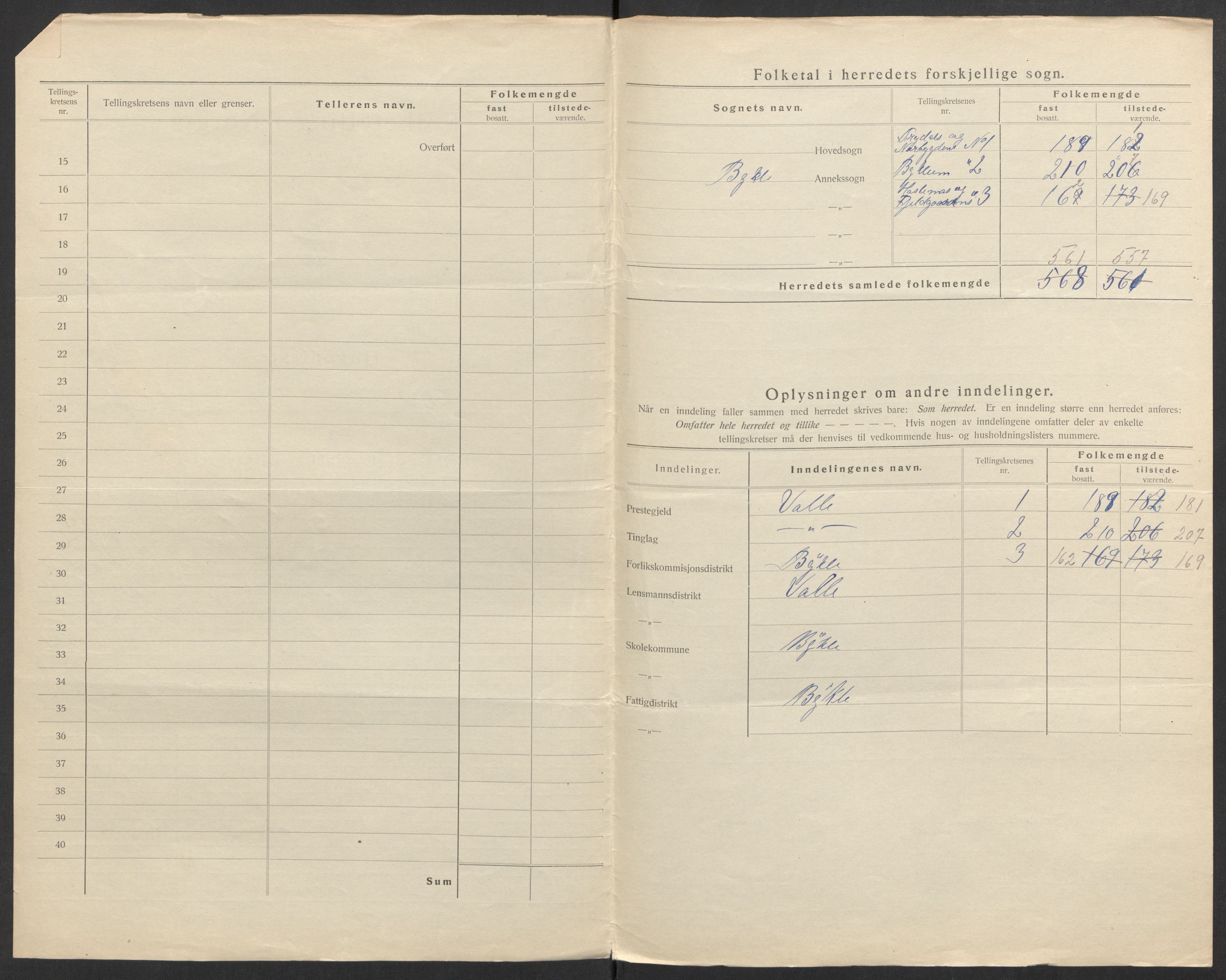 SAK, 1920 census for Bykle, 1920, p. 6