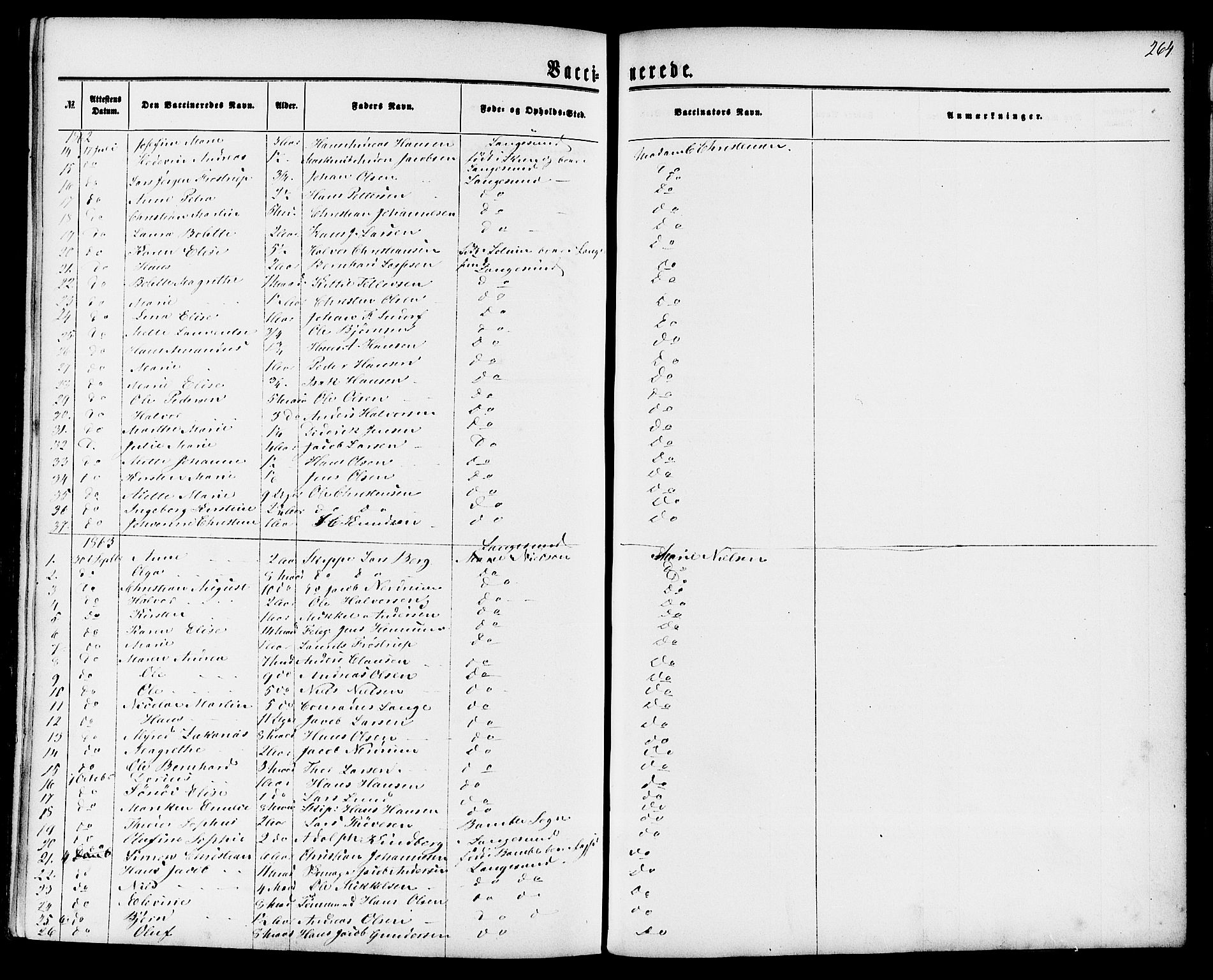 Langesund kirkebøker, AV/SAKO-A-280/G/Ga/L0004: Parish register (copy) no. 4, 1859-1884, p. 264