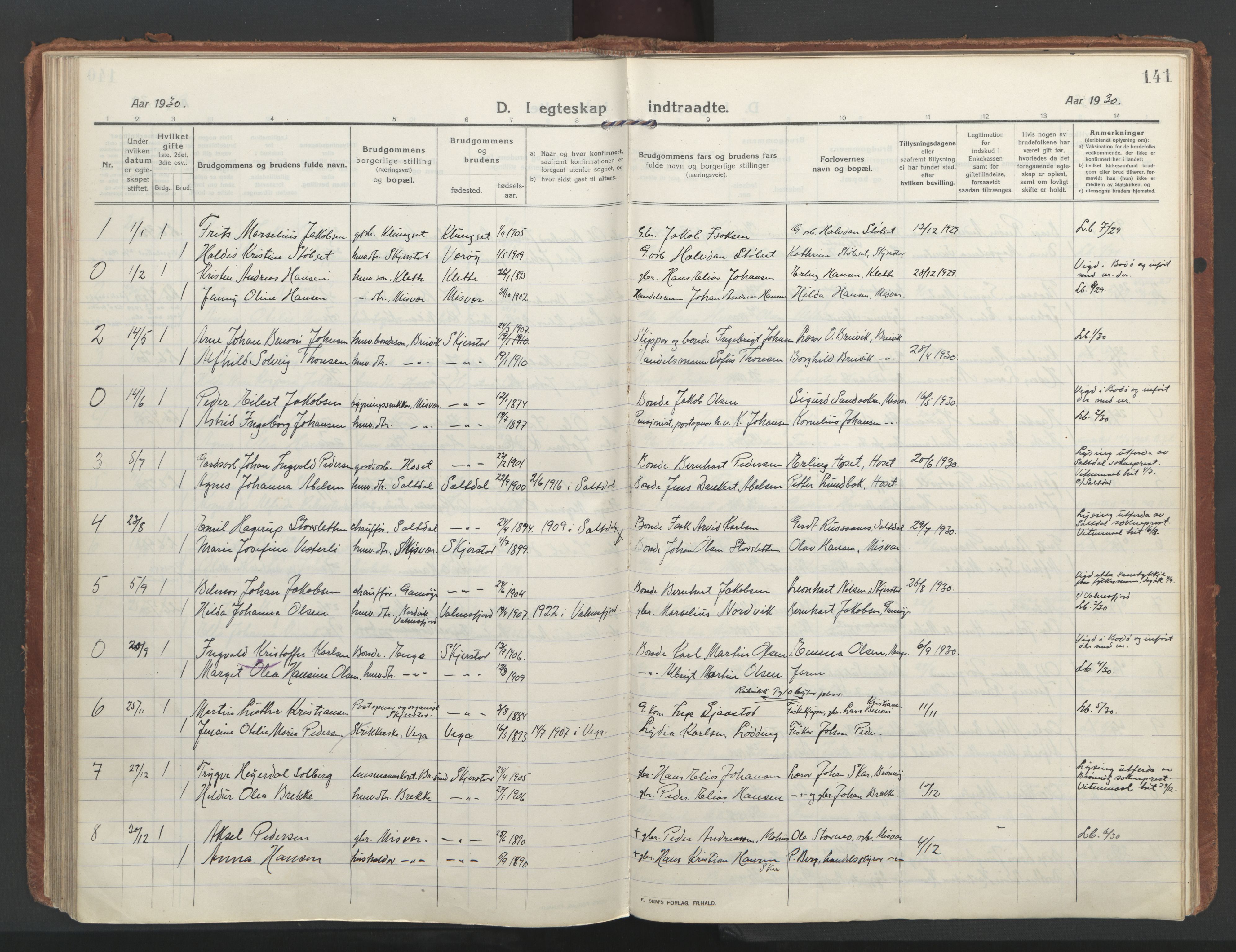 Ministerialprotokoller, klokkerbøker og fødselsregistre - Nordland, SAT/A-1459/852/L0748: Parish register (official) no. 852A18, 1913-1932, p. 141