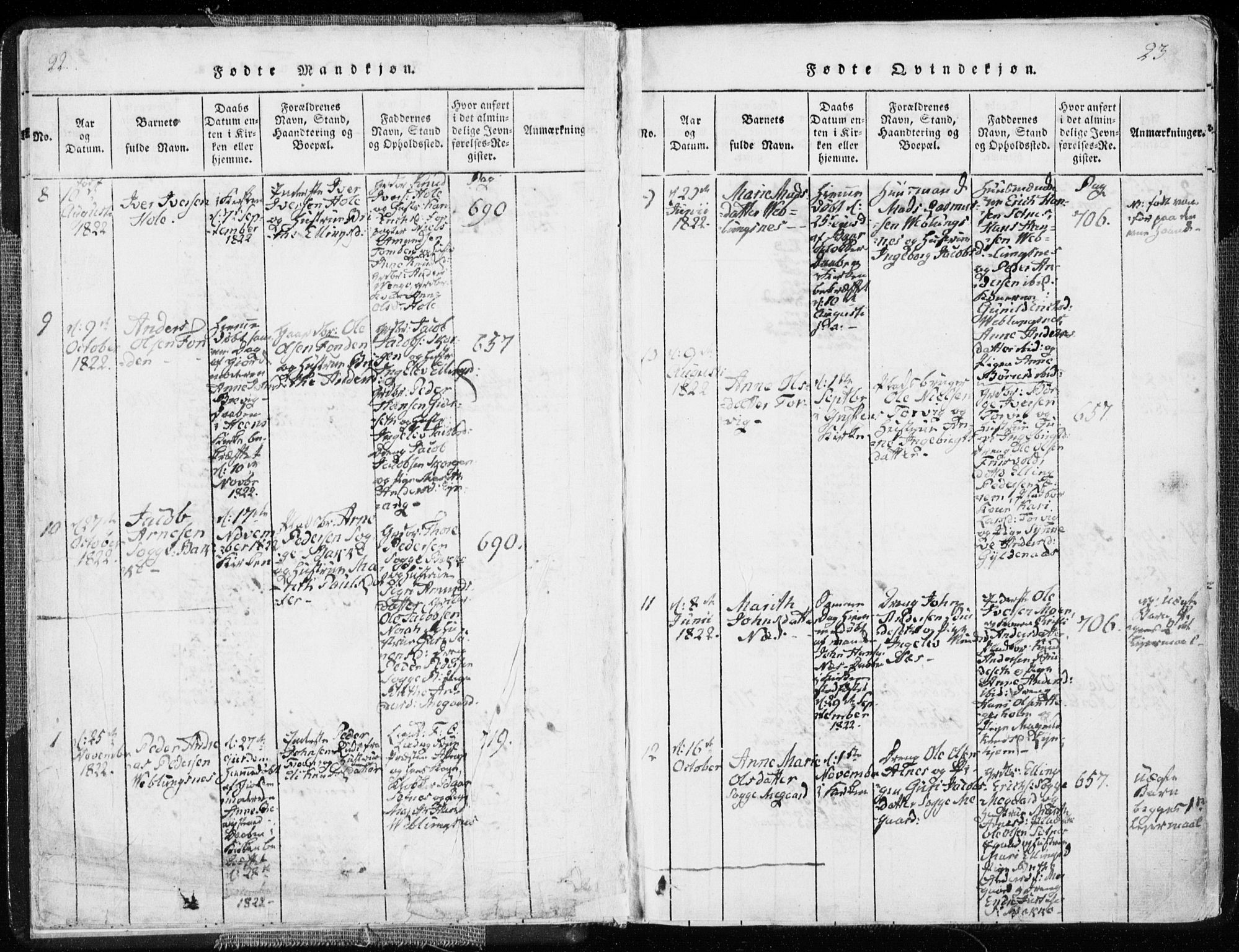 Ministerialprotokoller, klokkerbøker og fødselsregistre - Møre og Romsdal, AV/SAT-A-1454/544/L0571: Parish register (official) no. 544A04, 1818-1853, p. 22-23