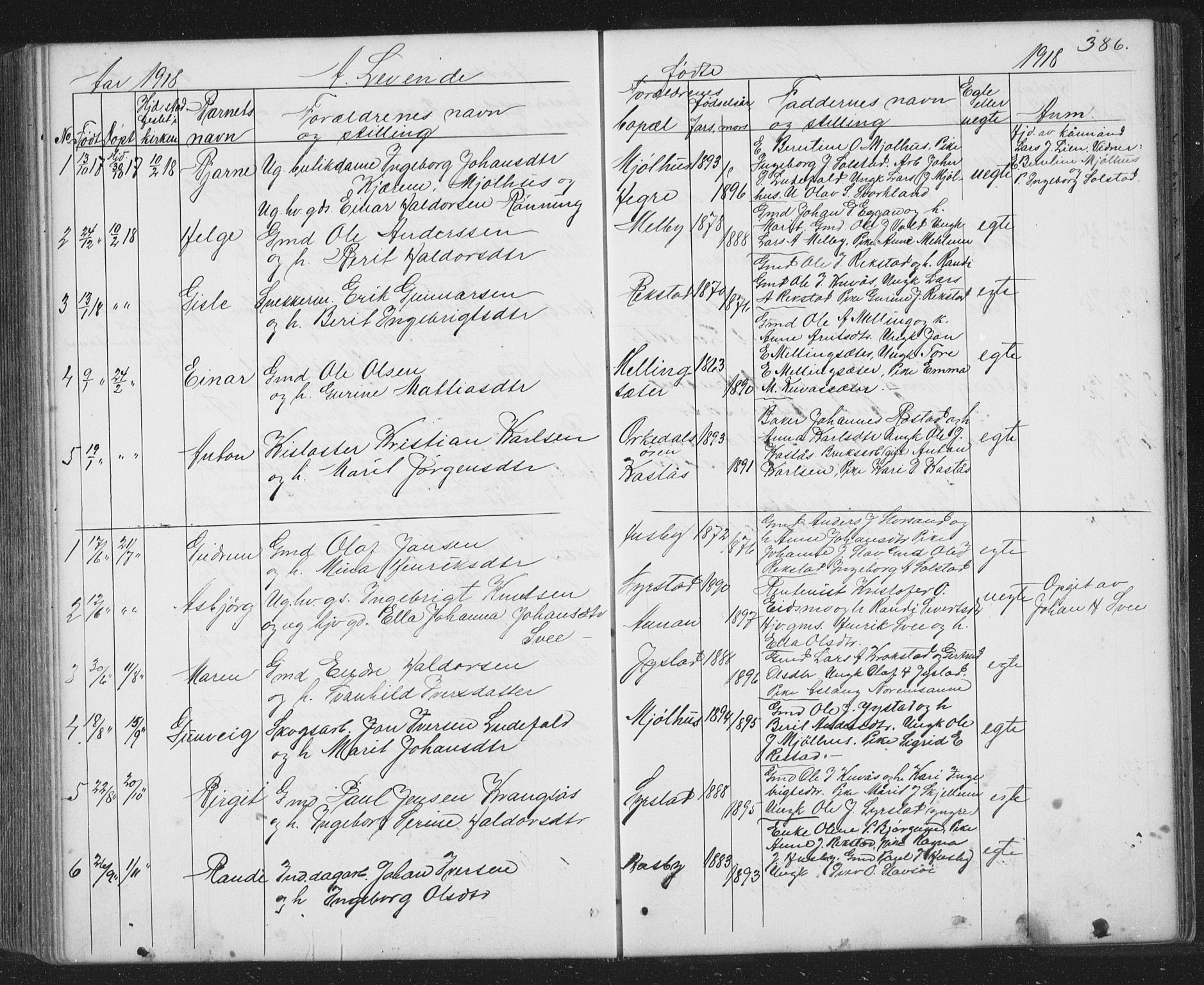 Ministerialprotokoller, klokkerbøker og fødselsregistre - Sør-Trøndelag, SAT/A-1456/667/L0798: Parish register (copy) no. 667C03, 1867-1929, p. 386