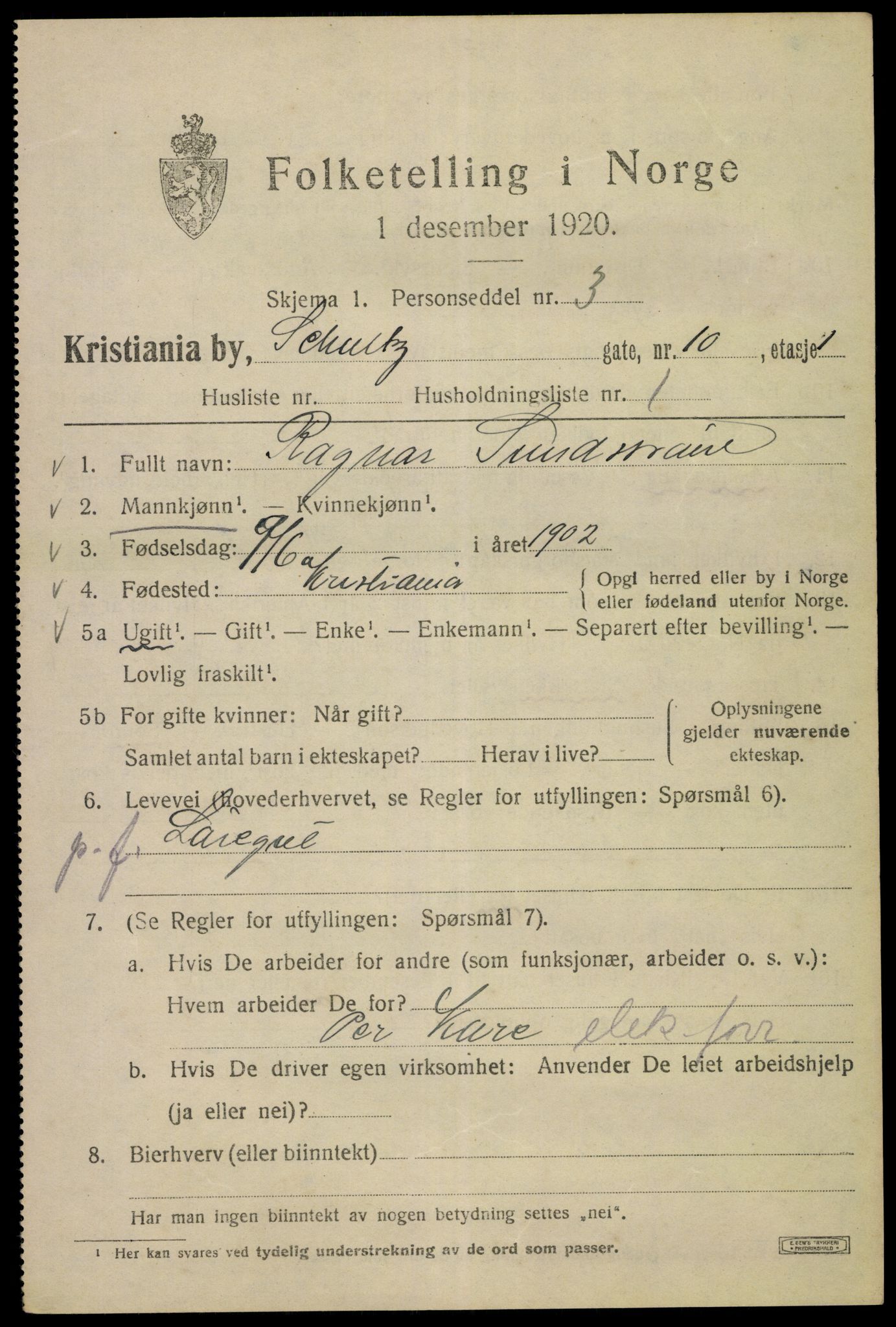 SAO, 1920 census for Kristiania, 1920, p. 491915