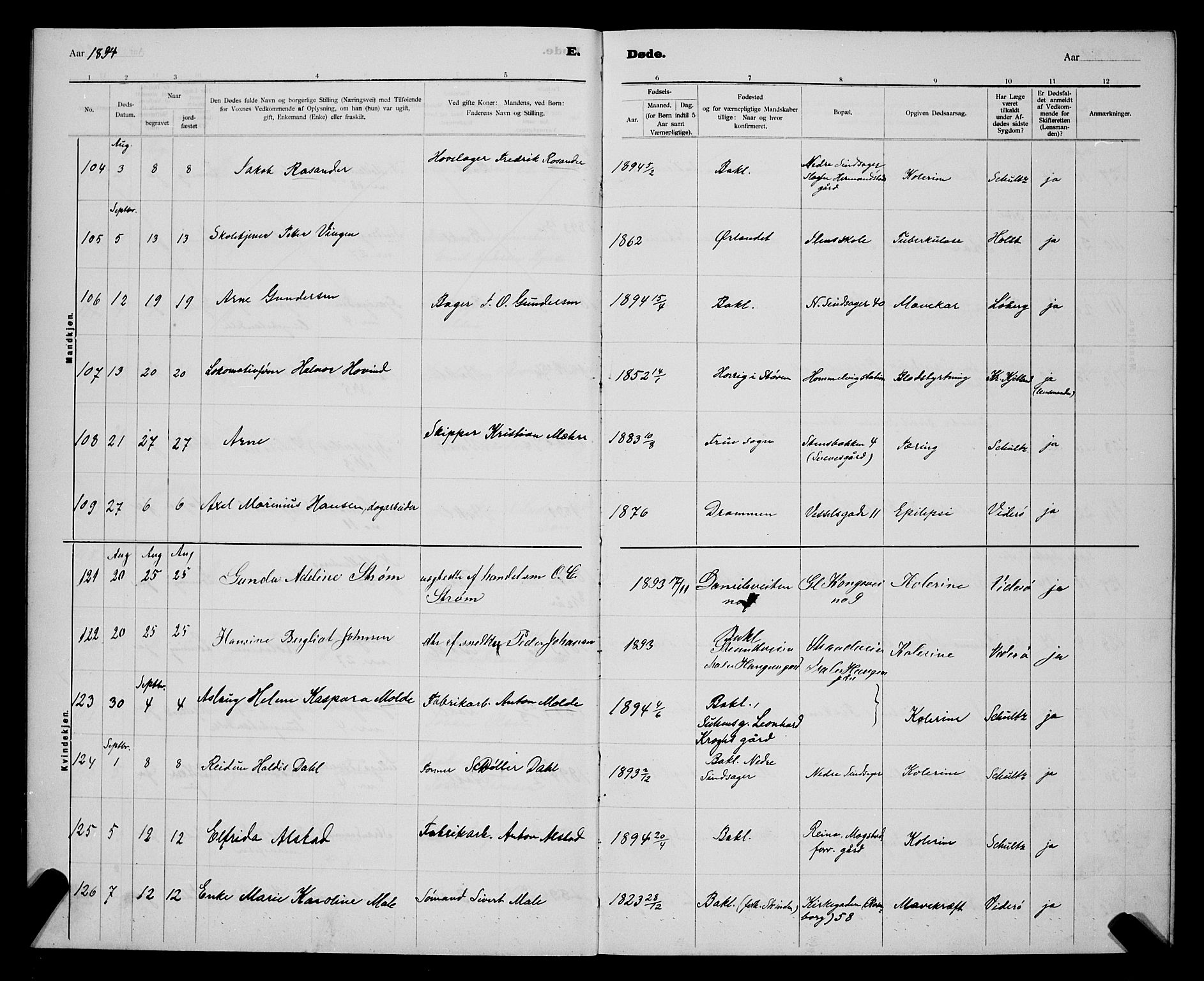 Ministerialprotokoller, klokkerbøker og fødselsregistre - Sør-Trøndelag, AV/SAT-A-1456/604/L0224: Parish register (copy) no. 604C07, 1894-1898