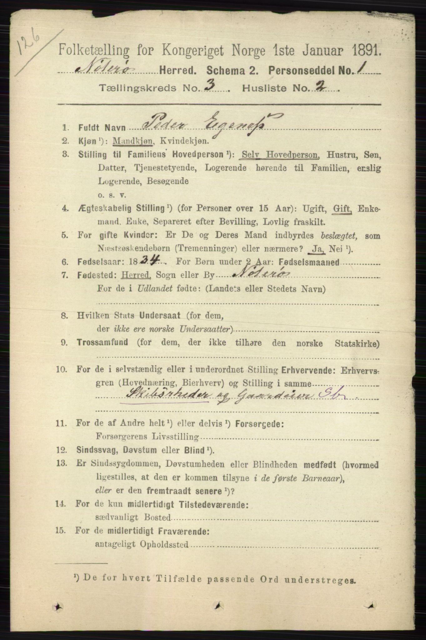 RA, 1891 census for 0722 Nøtterøy, 1891, p. 1550