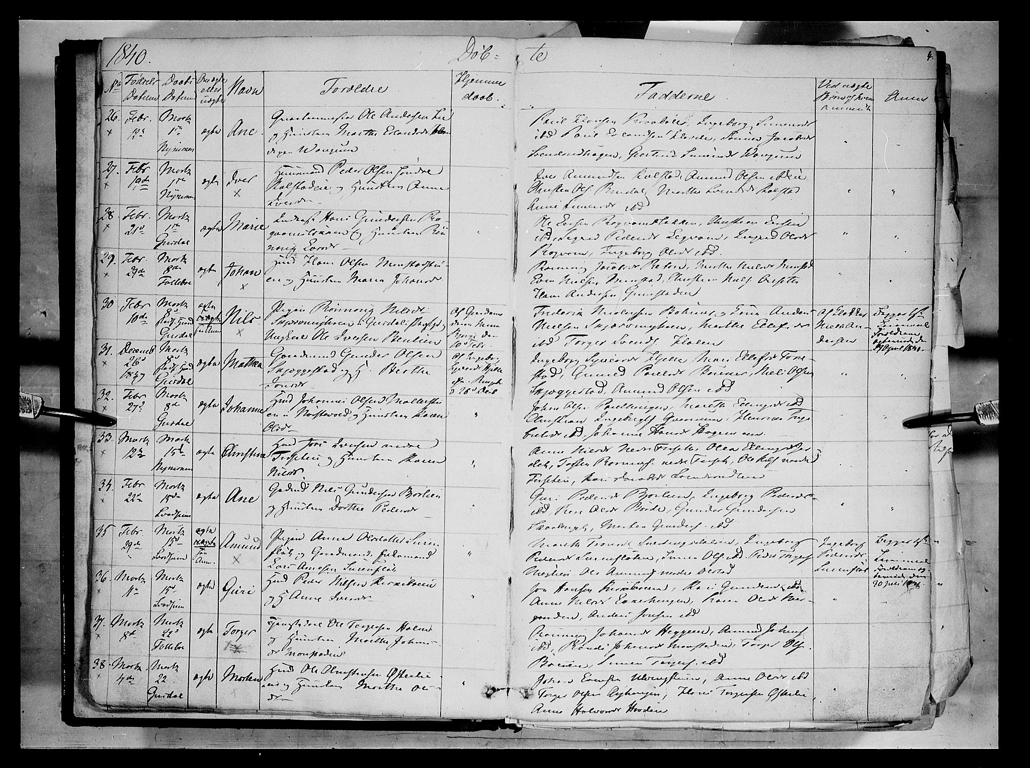 Gausdal prestekontor, SAH/PREST-090/H/Ha/Haa/L0007: Parish register (official) no. 7, 1840-1850, p. 4