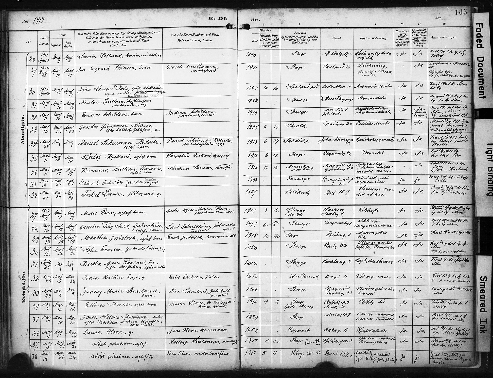 St. Petri sokneprestkontor, AV/SAST-A-101813/001/30/30BA/L0022: Parish register (official) no. A 22, 1895-1919, p. 165