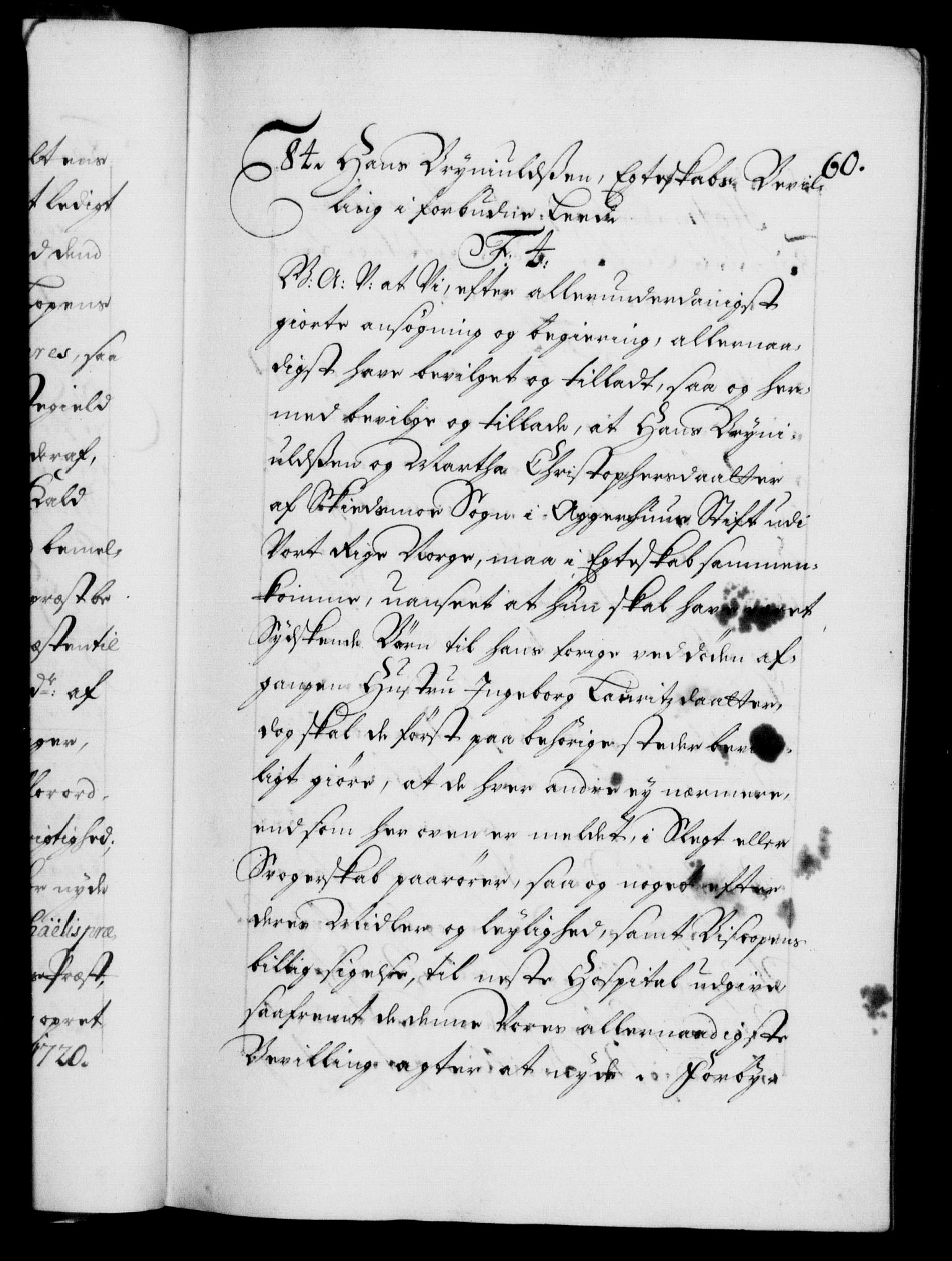 Danske Kanselli 1572-1799, RA/EA-3023/F/Fc/Fca/Fcaa/L0023: Norske registre, 1720-1722, p. 60a