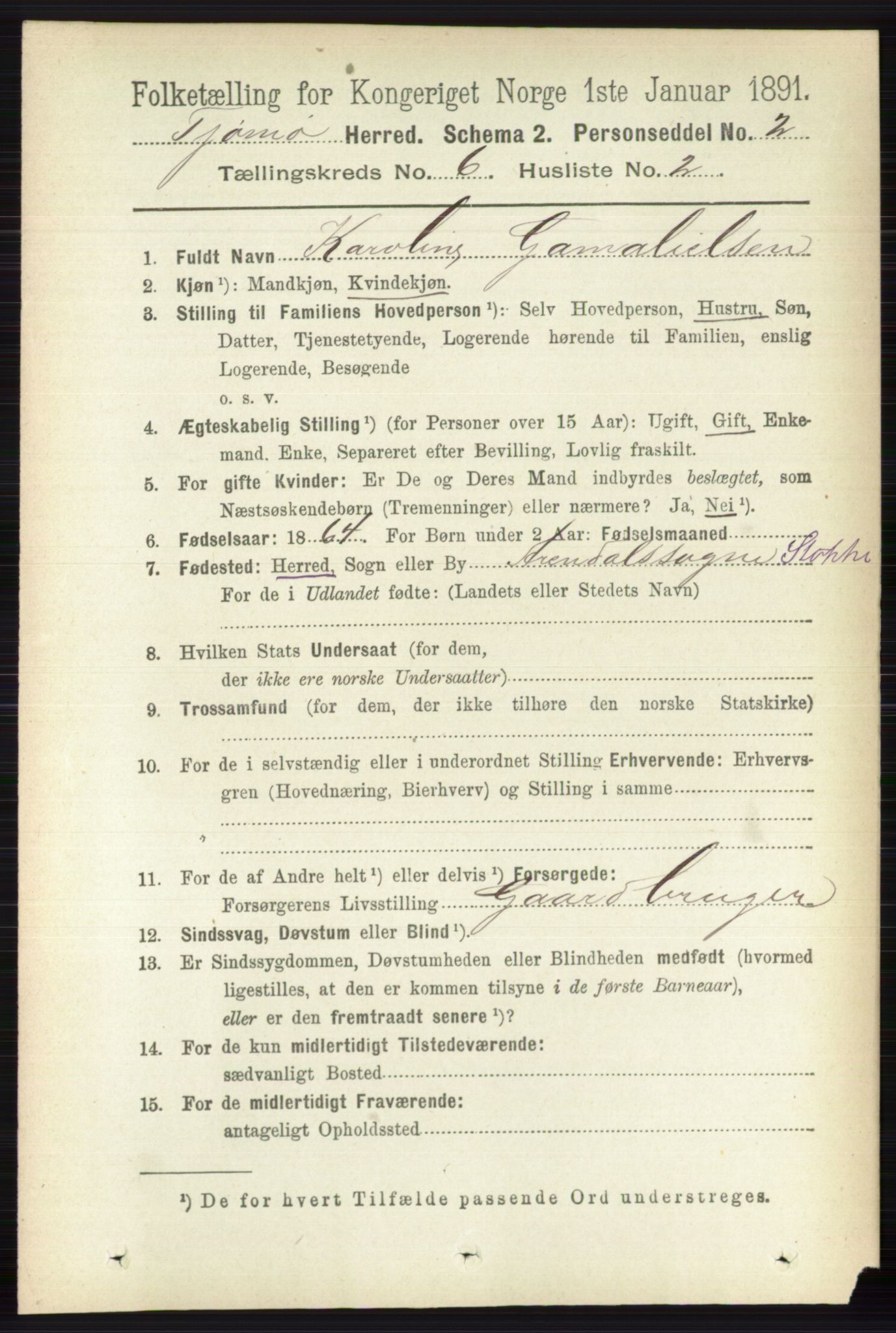 RA, 1891 census for 0723 Tjøme, 1891, p. 2120