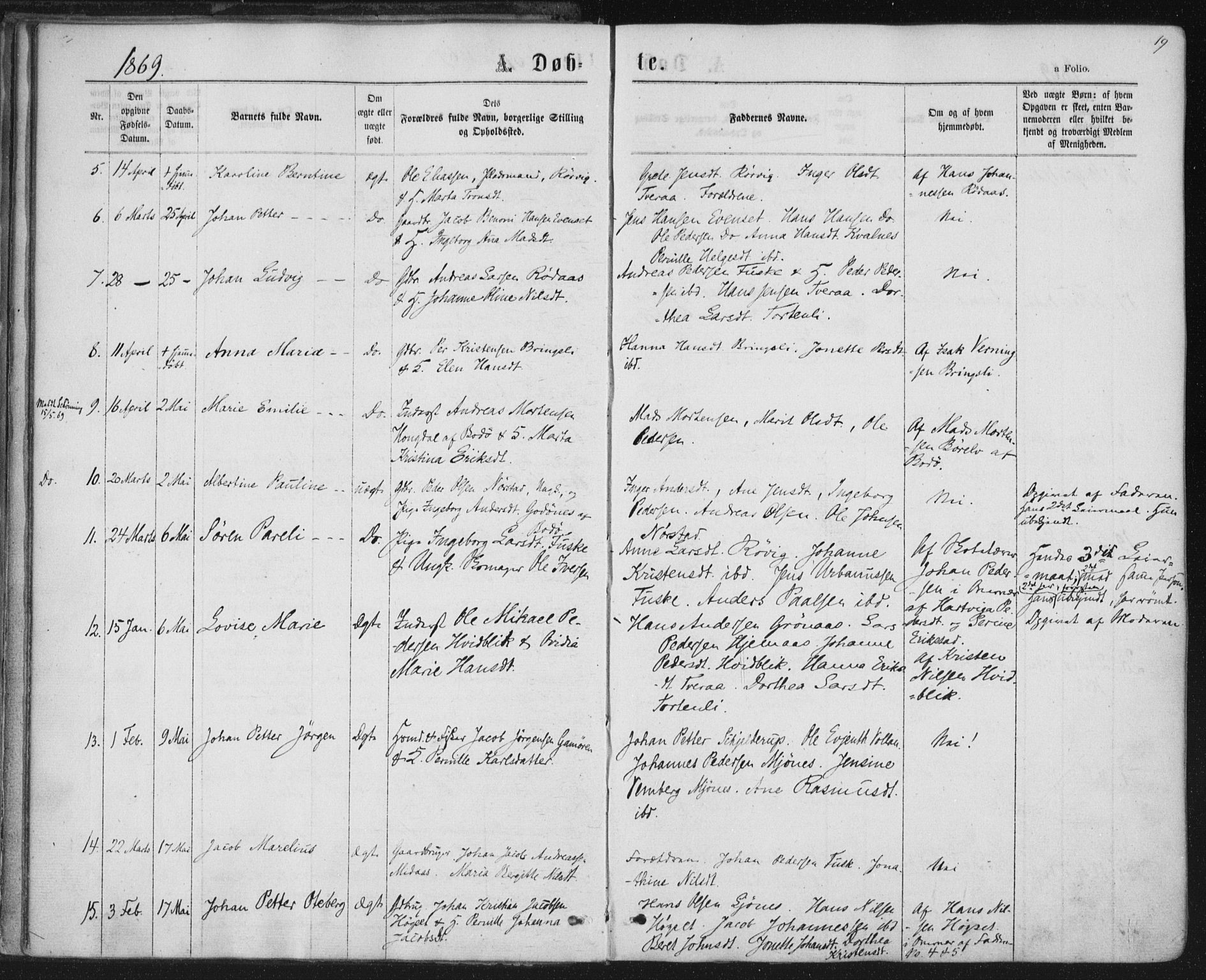 Ministerialprotokoller, klokkerbøker og fødselsregistre - Nordland, SAT/A-1459/852/L0739: Parish register (official) no. 852A09, 1866-1877, p. 19