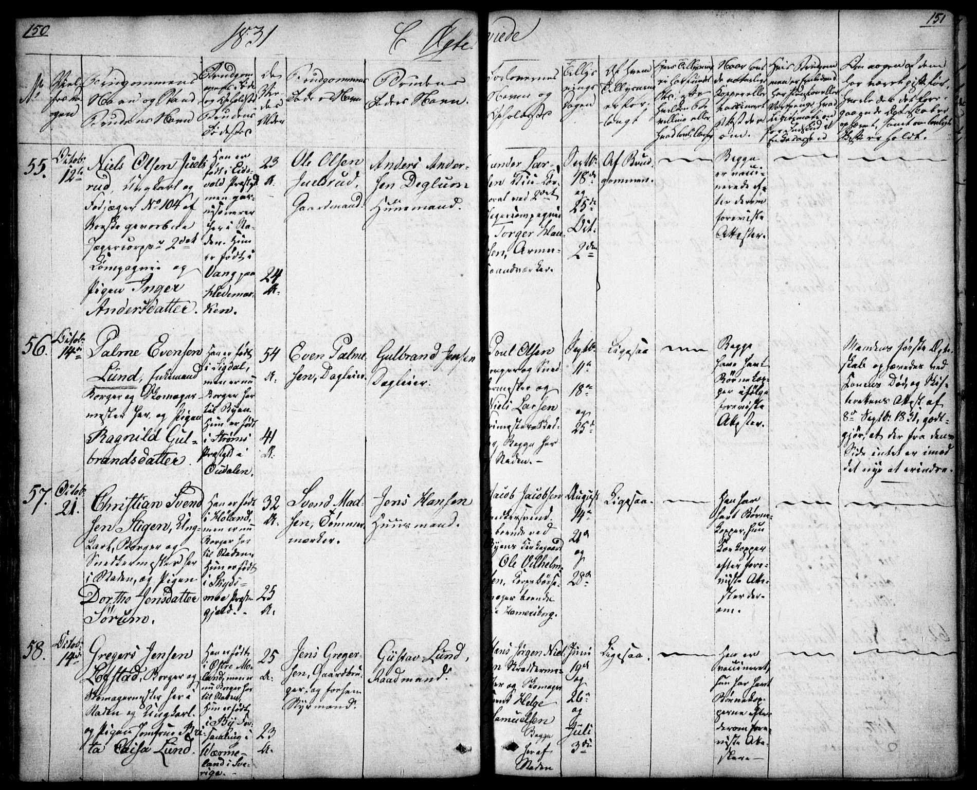 Oslo domkirke Kirkebøker, SAO/A-10752/F/Fa/L0019: Parish register (official) no. 19, 1828-1847, p. 150-151