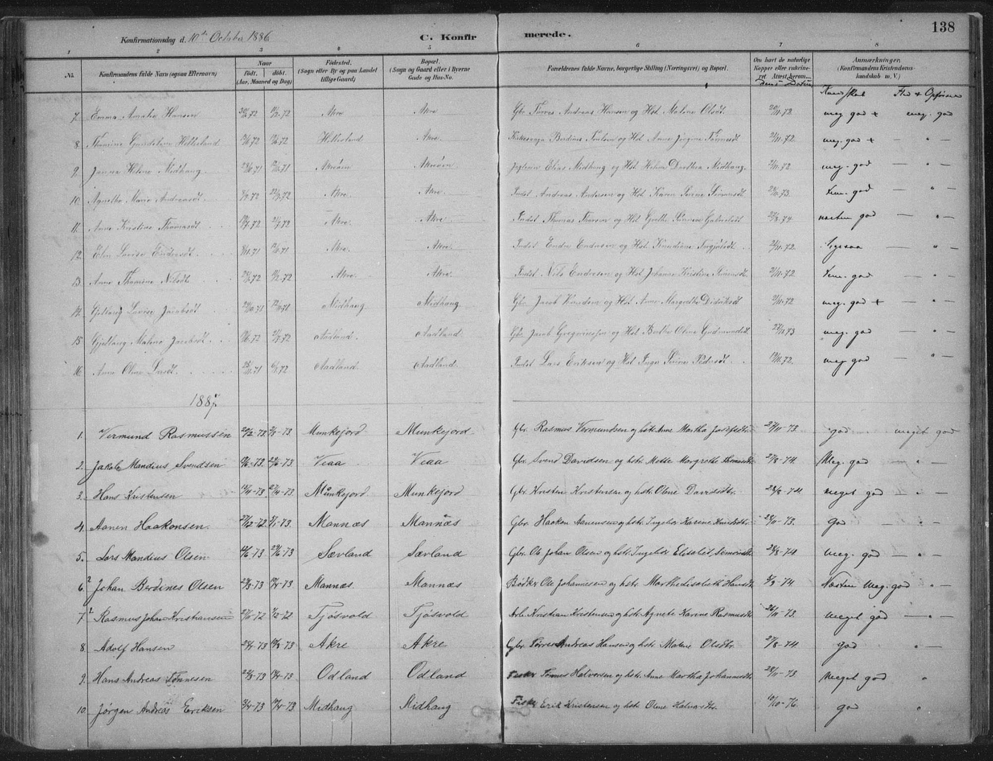 Kopervik sokneprestkontor, SAST/A-101850/H/Ha/Haa/L0004: Parish register (official) no. A 4, 1882-1905, p. 138