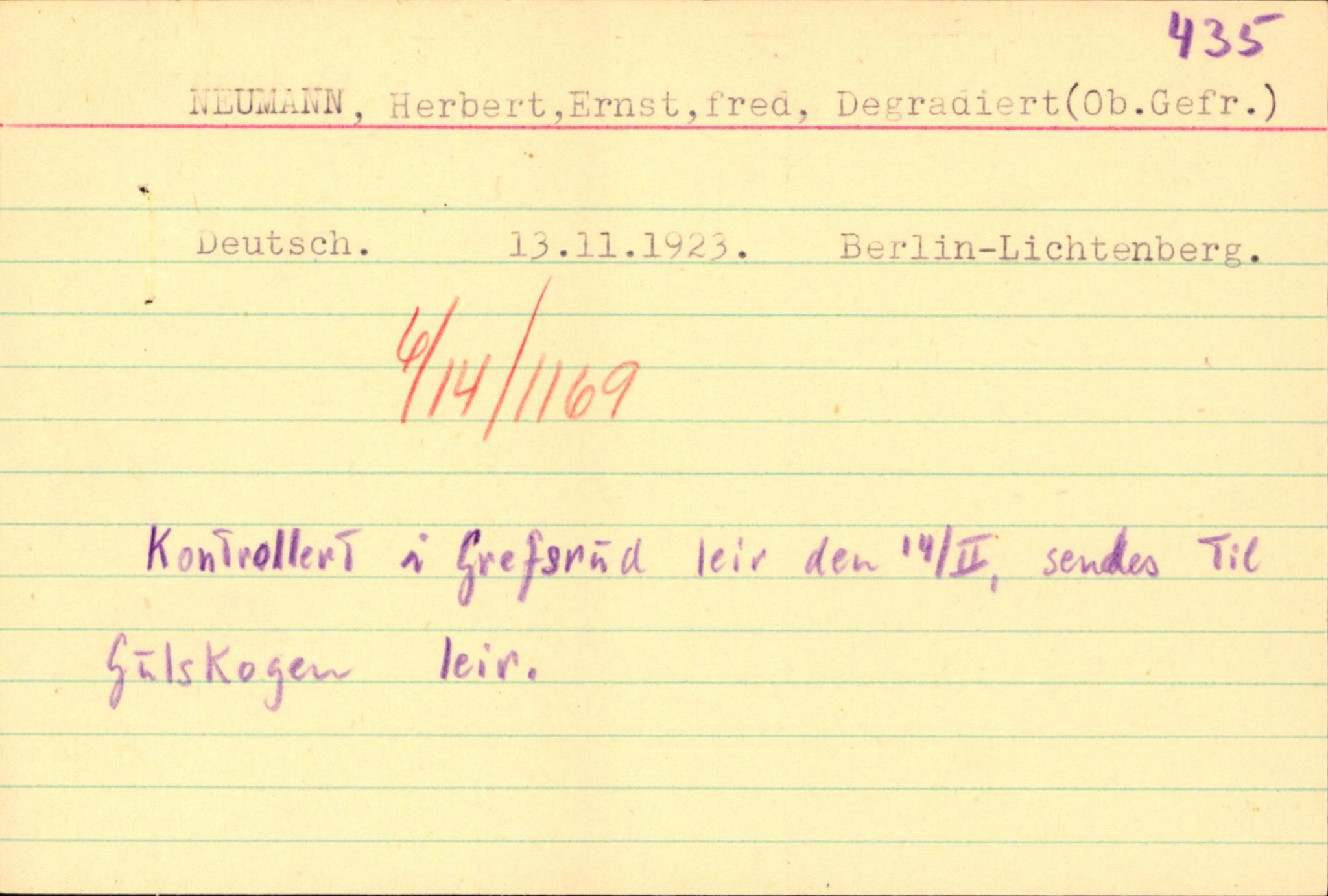 Forsvaret, Forsvarets overkommando II, AV/RA-RAFA-3915/D/Db/L0024: CI Questionaires. Tyske okkupasjonsstyrker i Norge. Tyskere., 1945-1946, p. 44