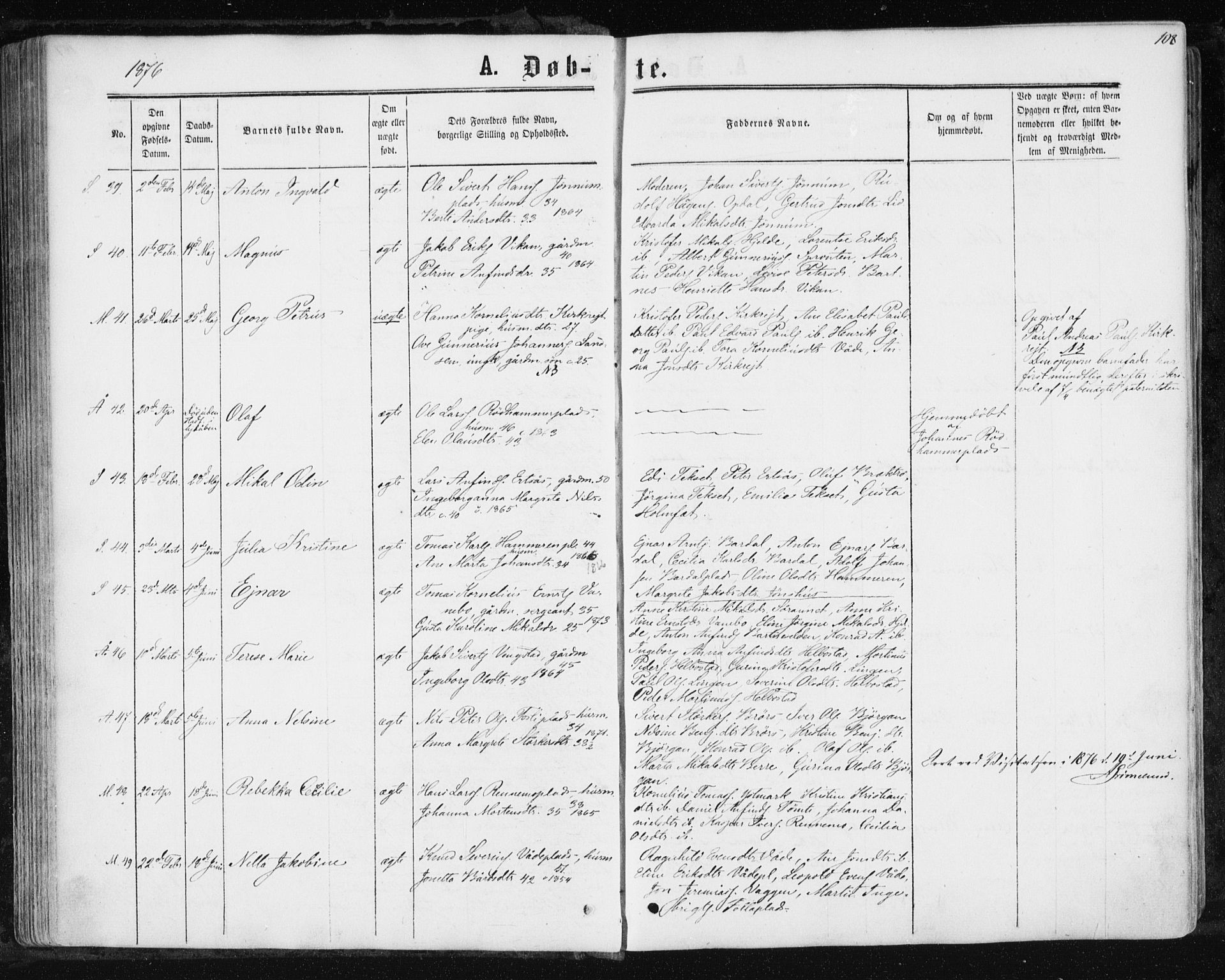 Ministerialprotokoller, klokkerbøker og fødselsregistre - Nord-Trøndelag, AV/SAT-A-1458/741/L0394: Parish register (official) no. 741A08, 1864-1877, p. 108