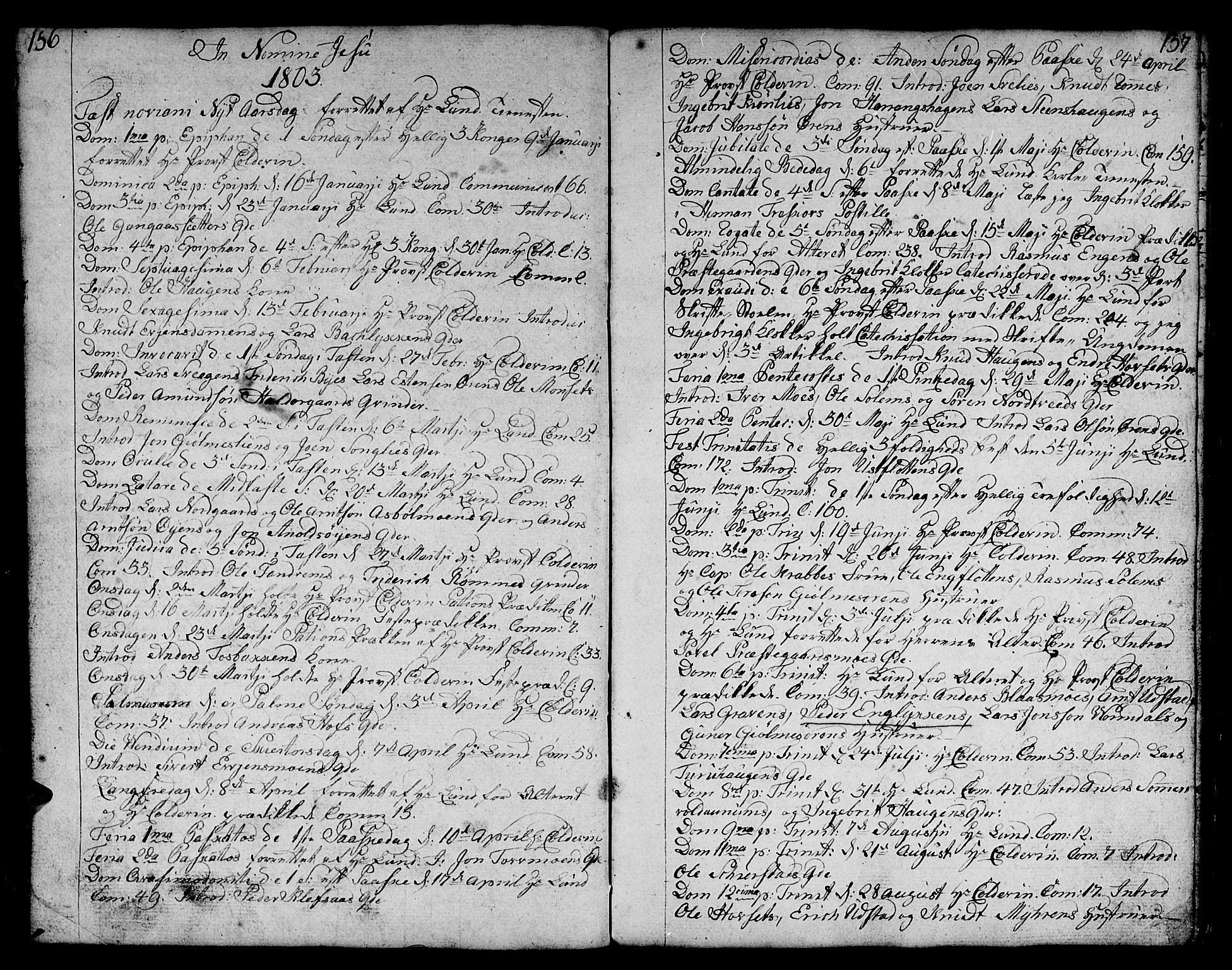 Ministerialprotokoller, klokkerbøker og fødselsregistre - Sør-Trøndelag, SAT/A-1456/668/L0815: Parish register (copy) no. 668C04, 1791-1815, p. 156-157