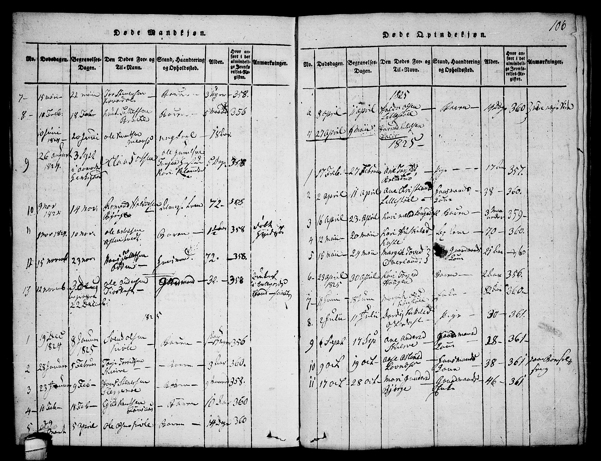 Seljord kirkebøker, SAKO/A-20/F/Fa/L0010: Parish register (official) no. I 10, 1815-1831, p. 106