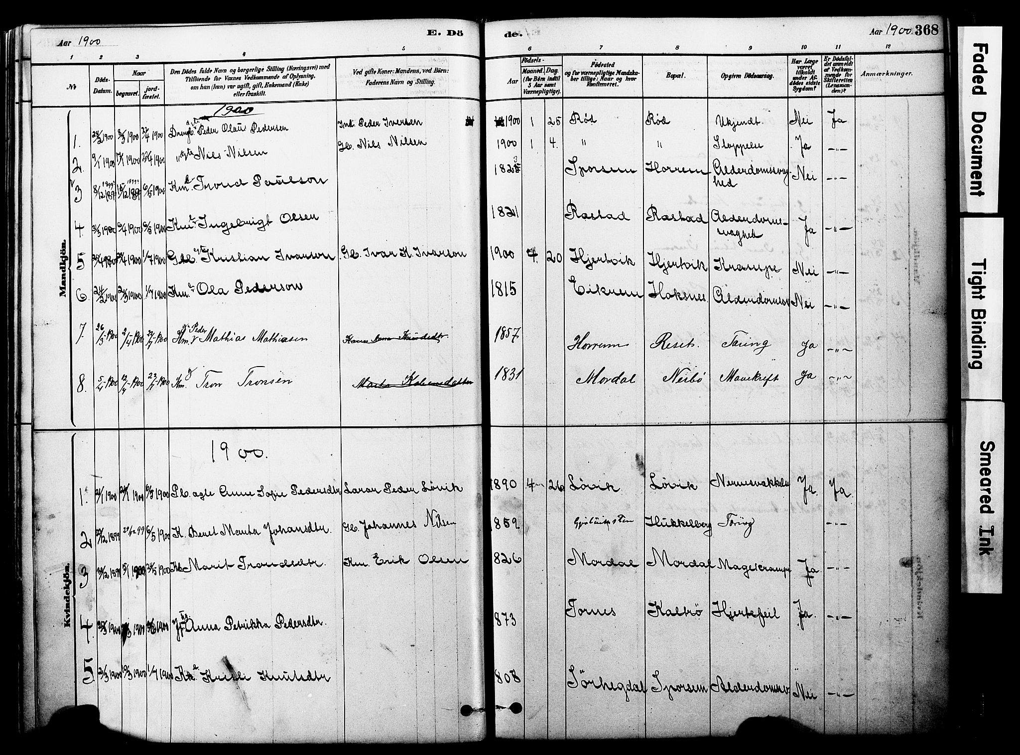 Ministerialprotokoller, klokkerbøker og fødselsregistre - Møre og Romsdal, SAT/A-1454/560/L0721: Parish register (official) no. 560A05, 1878-1917, p. 368