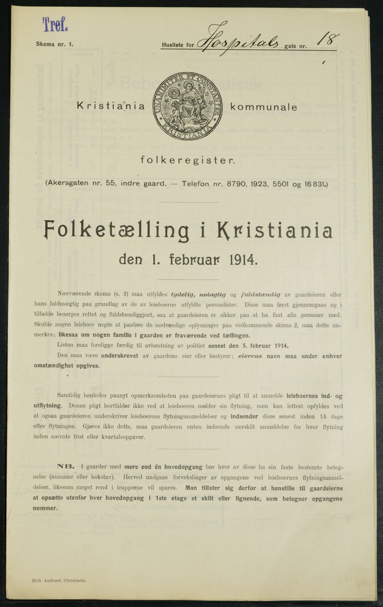 OBA, Municipal Census 1914 for Kristiania, 1914, p. 41596