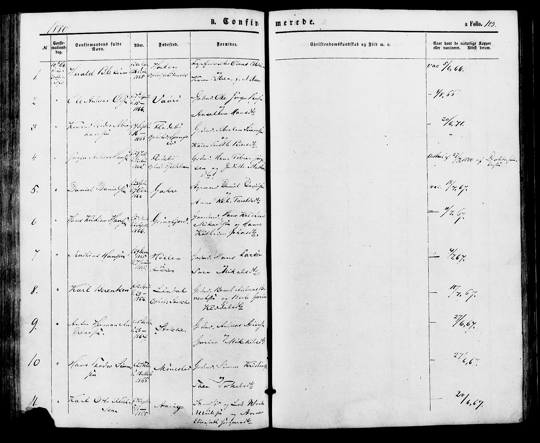 Sør-Audnedal sokneprestkontor, SAK/1111-0039/F/Fa/Faa/L0003: Parish register (official) no. A 3, 1868-1883, p. 123
