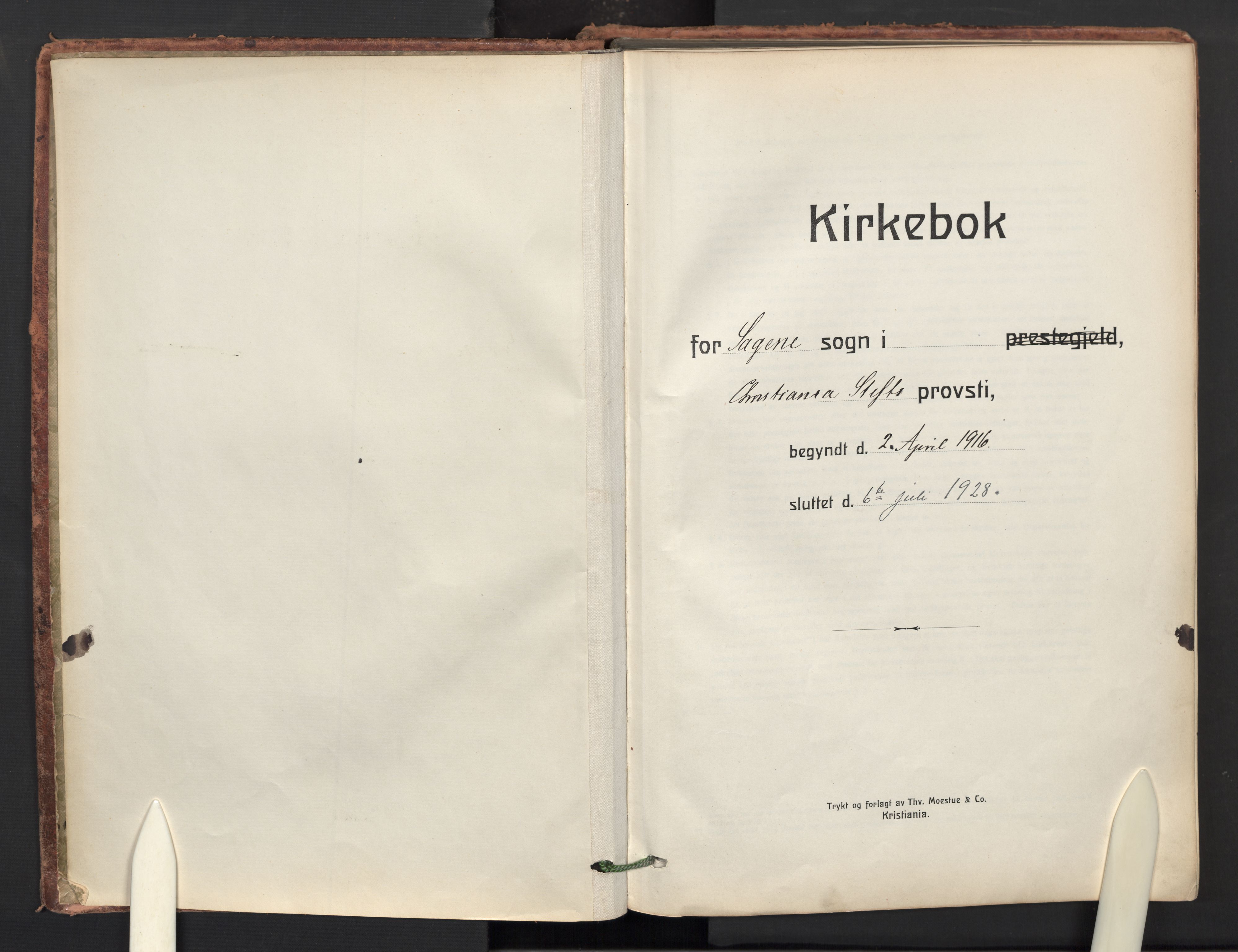 Sagene prestekontor Kirkebøker, SAO/A-10796/F/L0012: Parish register (official) no. 12, 1916-1938