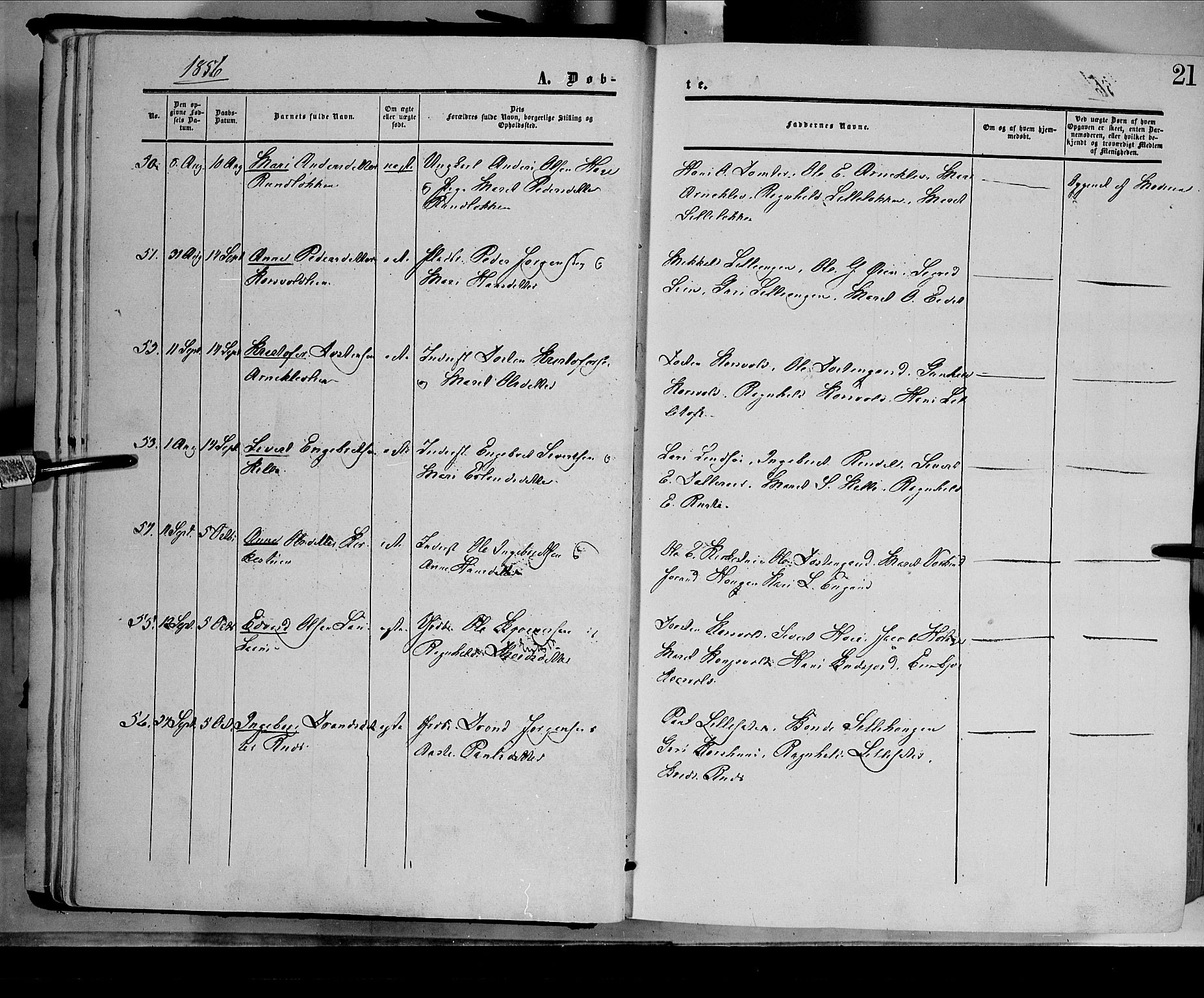 Dovre prestekontor, AV/SAH-PREST-066/H/Ha/Haa/L0001: Parish register (official) no. 1, 1854-1878, p. 21