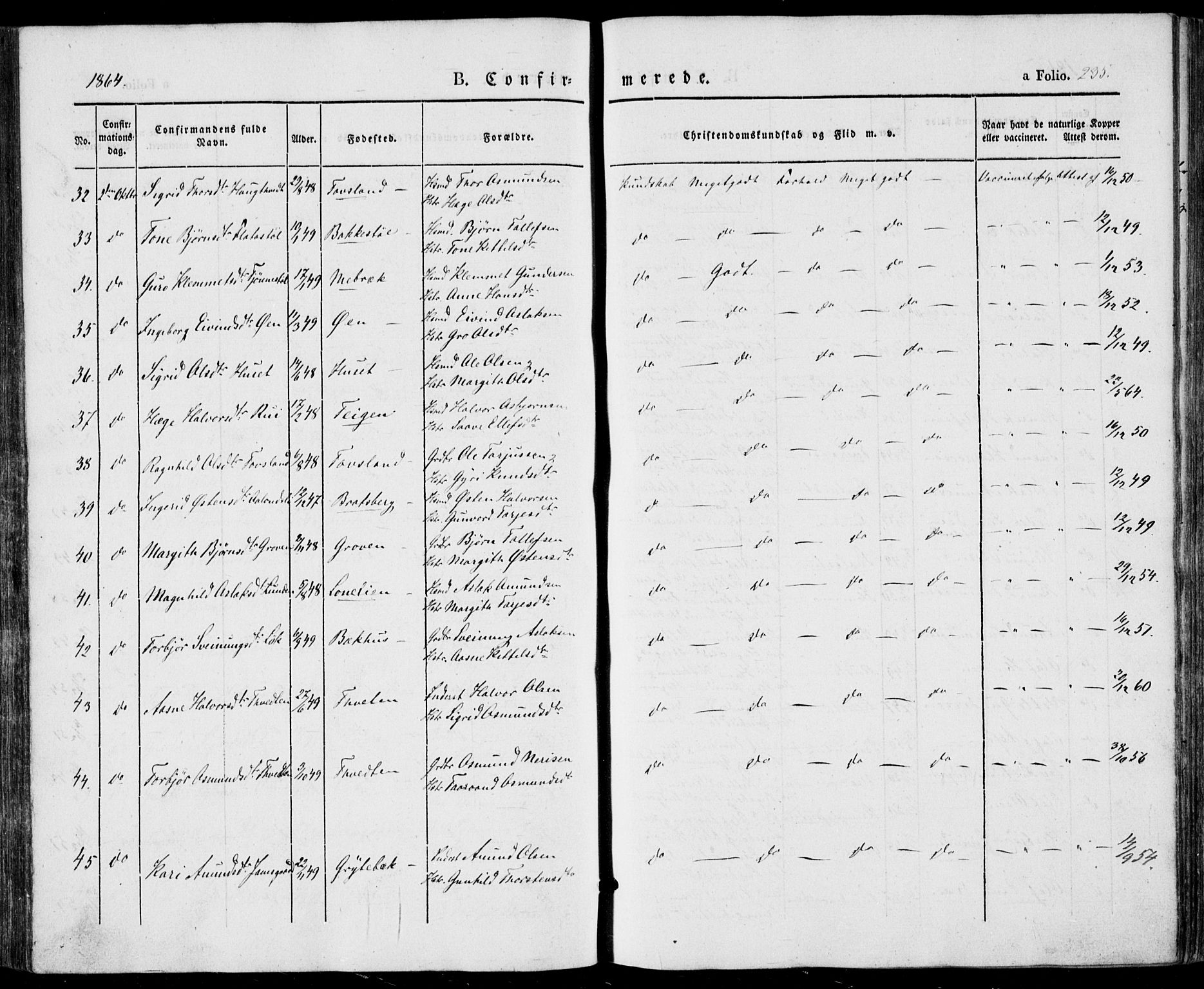 Vinje kirkebøker, SAKO/A-312/F/Fa/L0004: Parish register (official) no. I 4, 1843-1869, p. 235