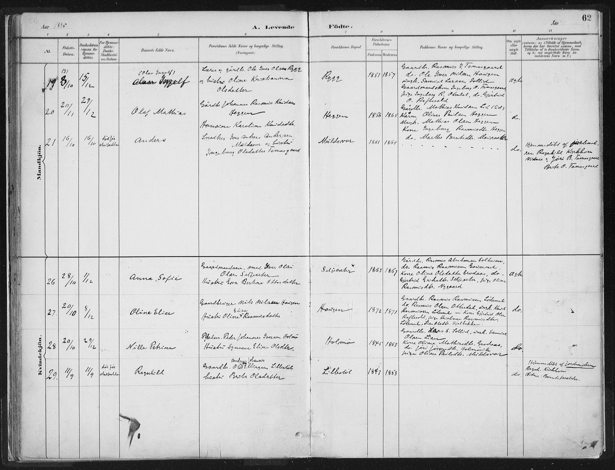 Hornindal sokneprestembete, SAB/A-82401/H/Haa/Haaa/L0003/0001: Parish register (official) no. A 3A, 1887-1917, p. 62