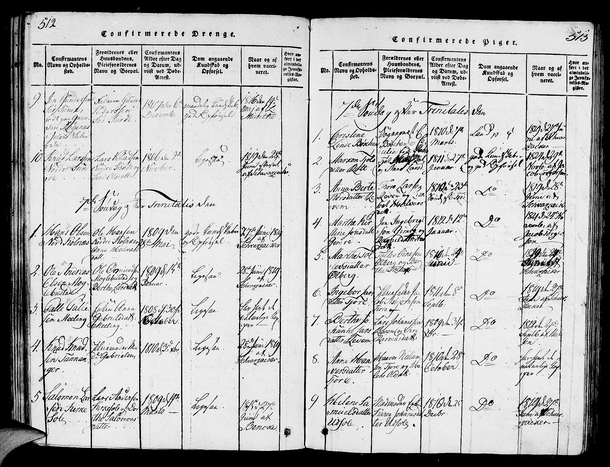 Håland sokneprestkontor, AV/SAST-A-101802/001/30BA/L0004: Parish register (official) no. A 4, 1815-1829, p. 512-513