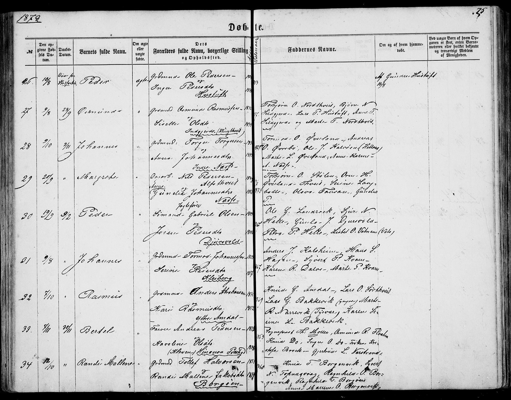 Nedstrand sokneprestkontor, AV/SAST-A-101841/01/IV: Parish register (official) no. A 9, 1861-1876, p. 75