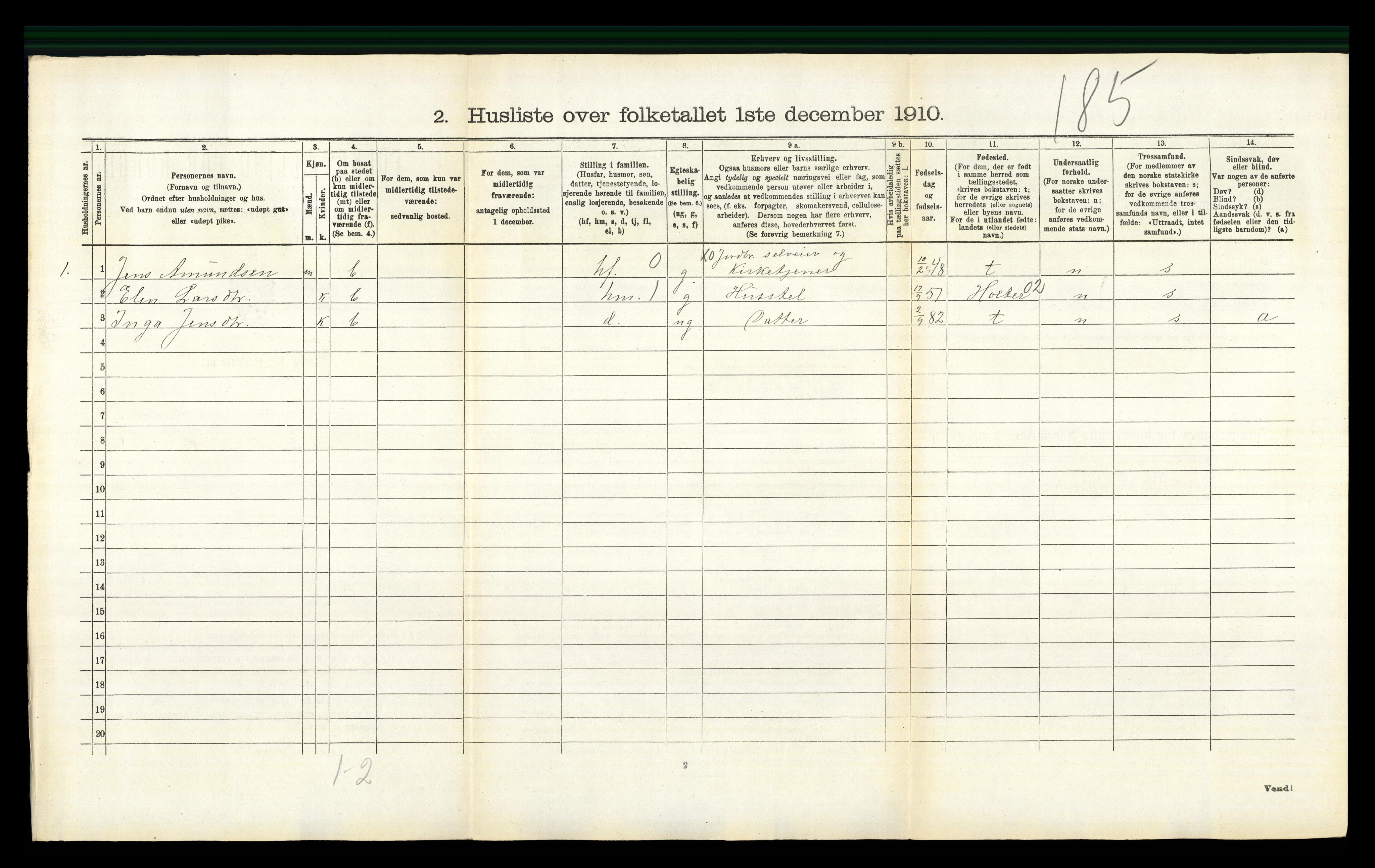 RA, 1910 census for Gjerdrum, 1910, p. 90