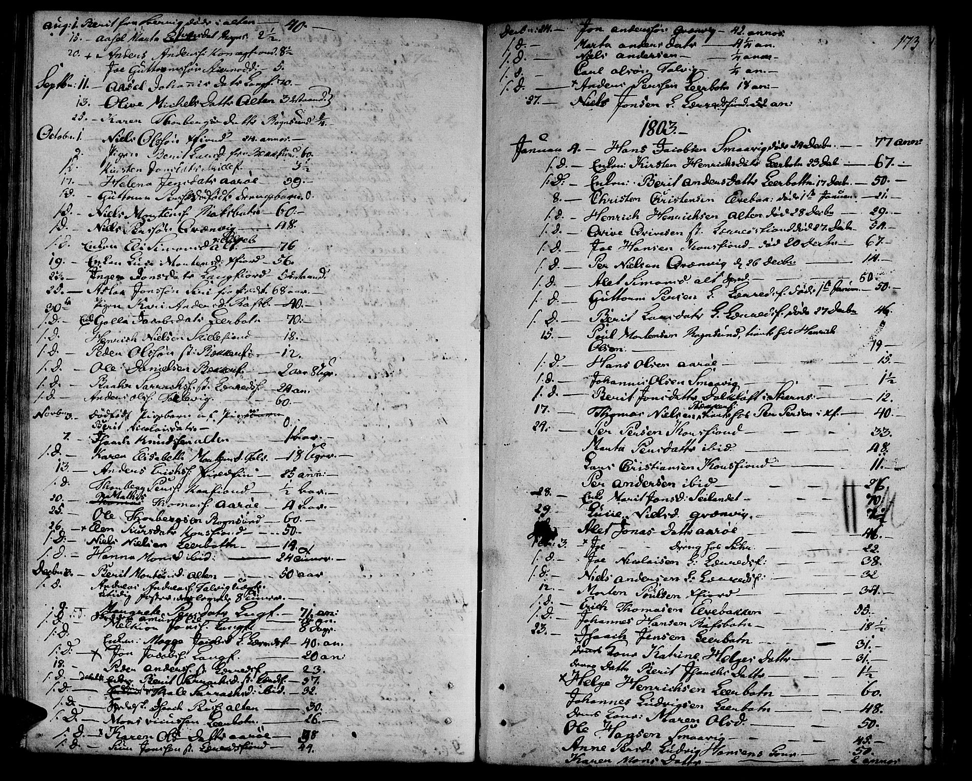 Talvik sokneprestkontor, SATØ/S-1337/H/Ha/L0006kirke: Parish register (official) no. 6, 1799-1812, p. 173