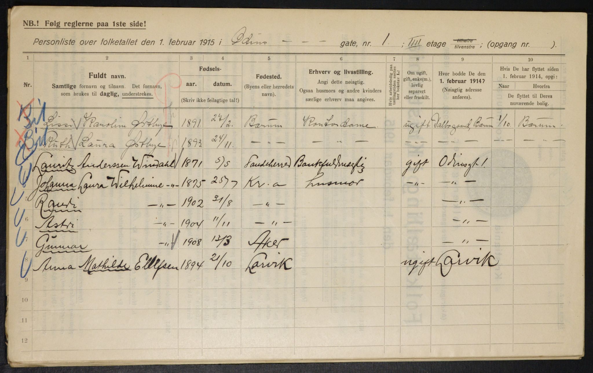 OBA, Municipal Census 1915 for Kristiania, 1915, p. 73867